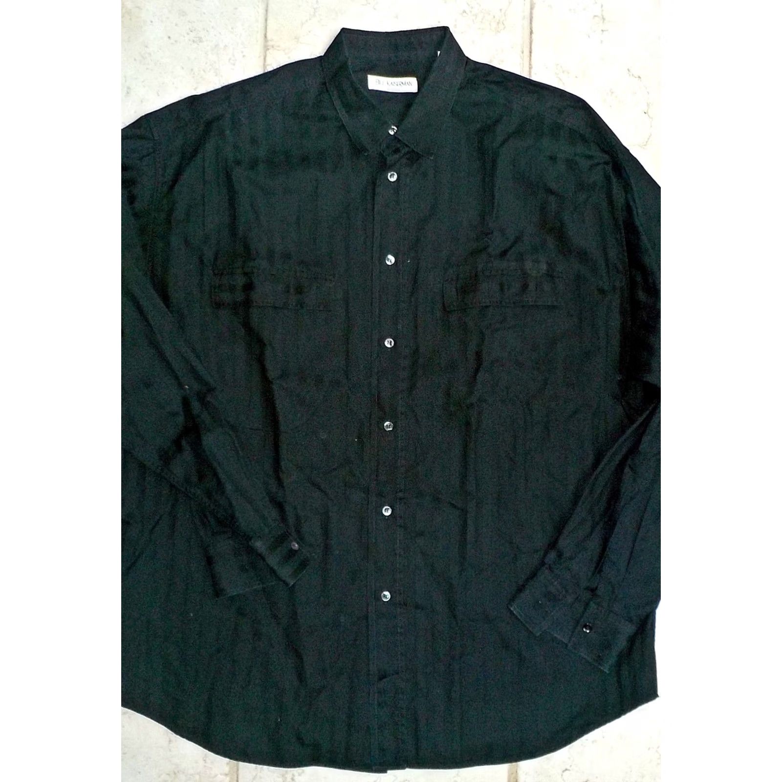 Vintage VTG BILL KAISERMAN Shadow Stripe L/S Sport Shirt Black 2XL IT: 52 US: XXL Men Shirt Size US XXL / EU 58 / 5 - 2 Thumbnail