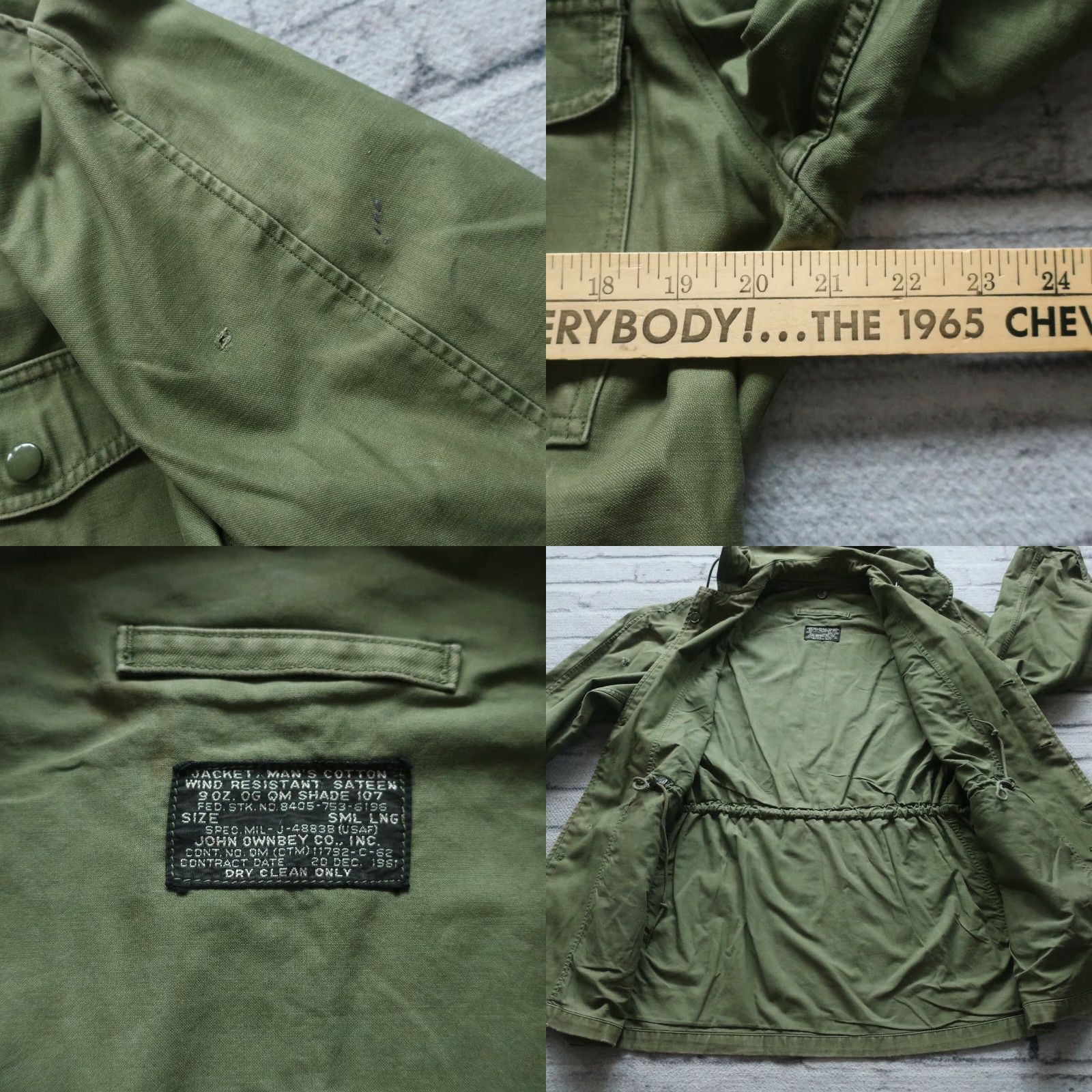 Vintage VINTAGE Vietnam War Era US Military J-4883B Field Jacket Wind Resistant OG 107 Shirt Mens Small Long Military Green John Ownbey Co. Inc Size US S / EU 44-46 / 1 - 8 Thumbnail