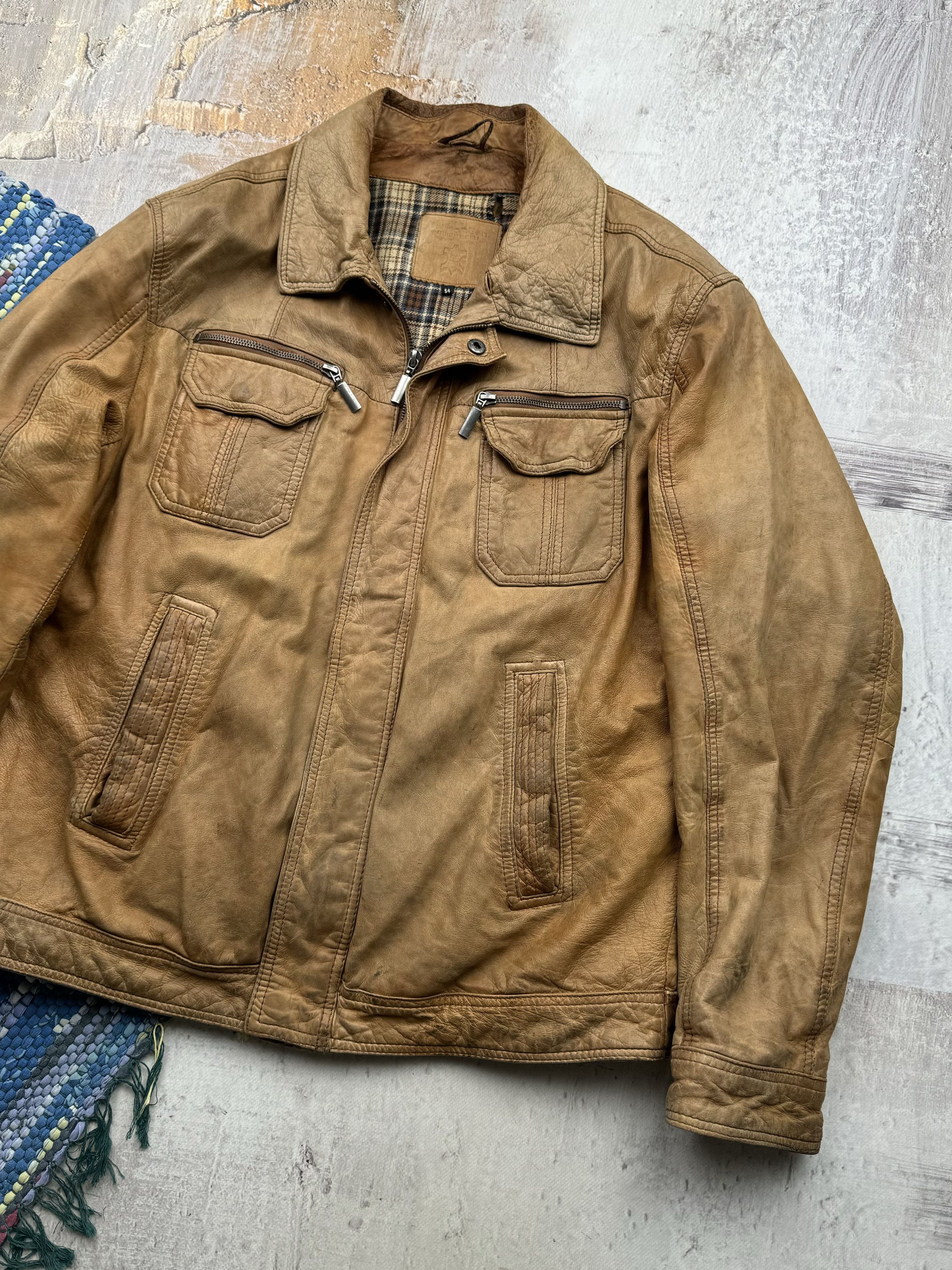 Vintage Vintage Faded Leather Jacket A517(285)D15 Size US XL / EU 56 / 4 - 3 Thumbnail