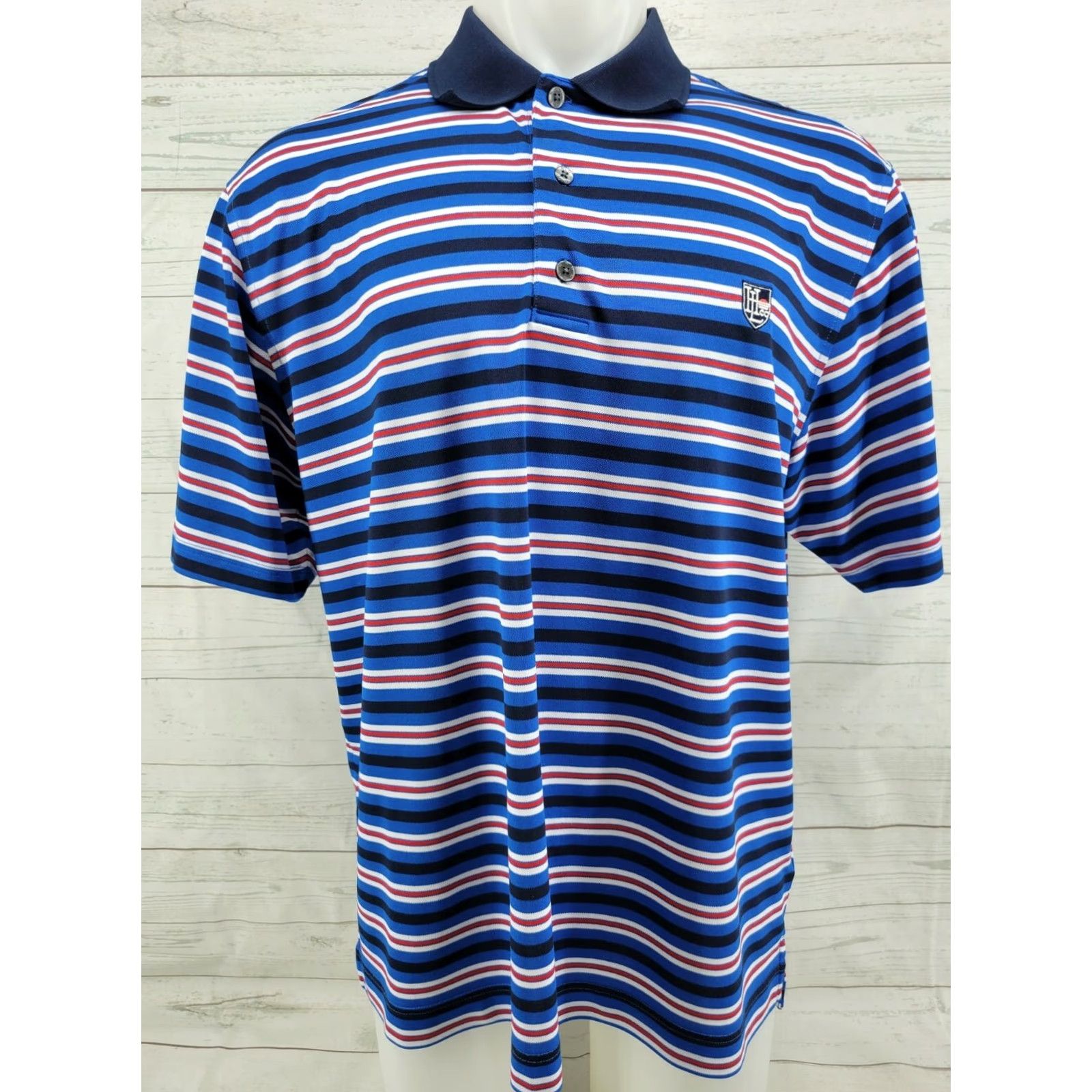 Footjoy FootJoy FJ Golf Polo Shirt Mens Large Blue Red Black Striped Logo Shirt Polo Sportswear Casual Golf Size US L / EU 52-54 / 3 - 2 Thumbnail