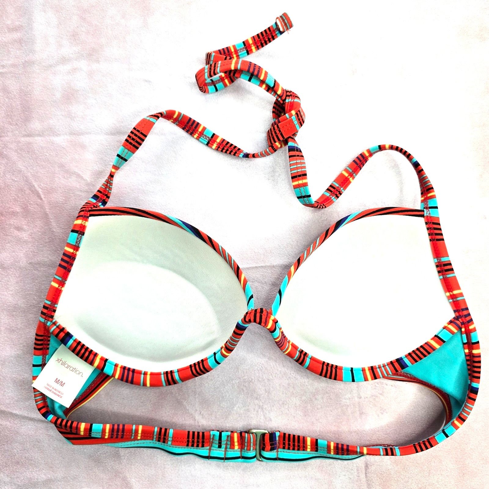 Other Xhilaration Red Blue Stripe Padded String Wired Bikini Top M Size ONE SIZE - 4 Thumbnail