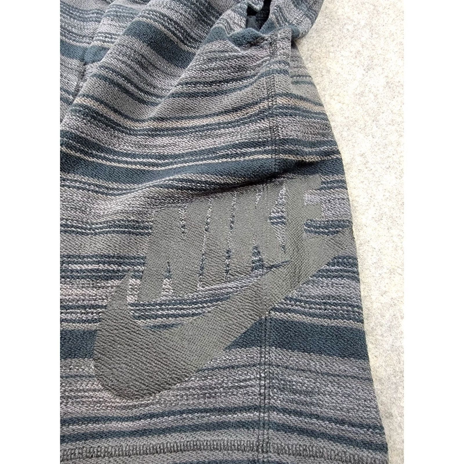 Nike Nike Shorts Mens Small Black Gray Stripe Knit Button Fly Athletic Logo Size US 29 - 3 Thumbnail