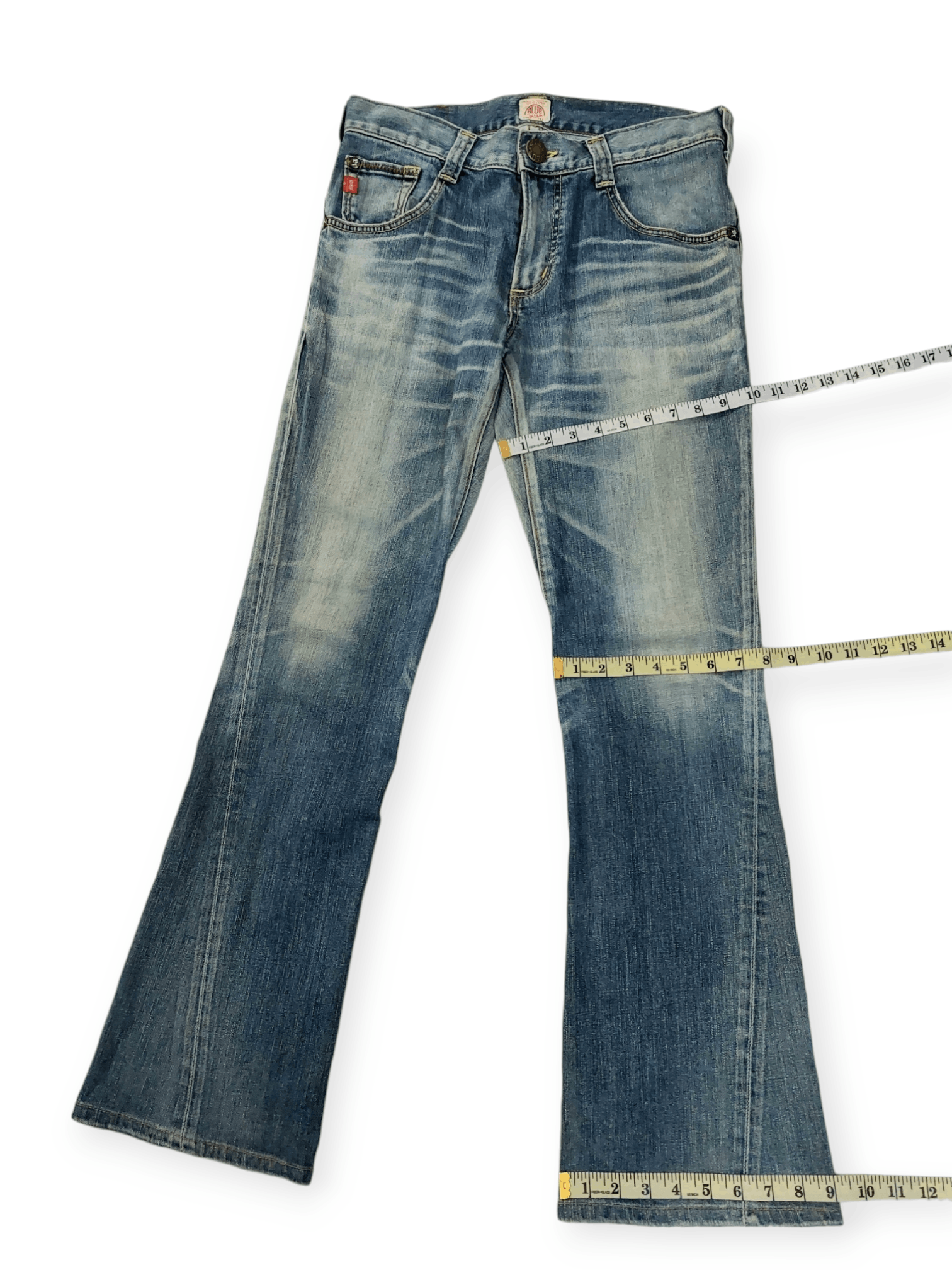 Edwin Flare💥 90's Edwin Blue Trip Tokyo Japan Buckle Back Denim Size US 33 - 21 Thumbnail