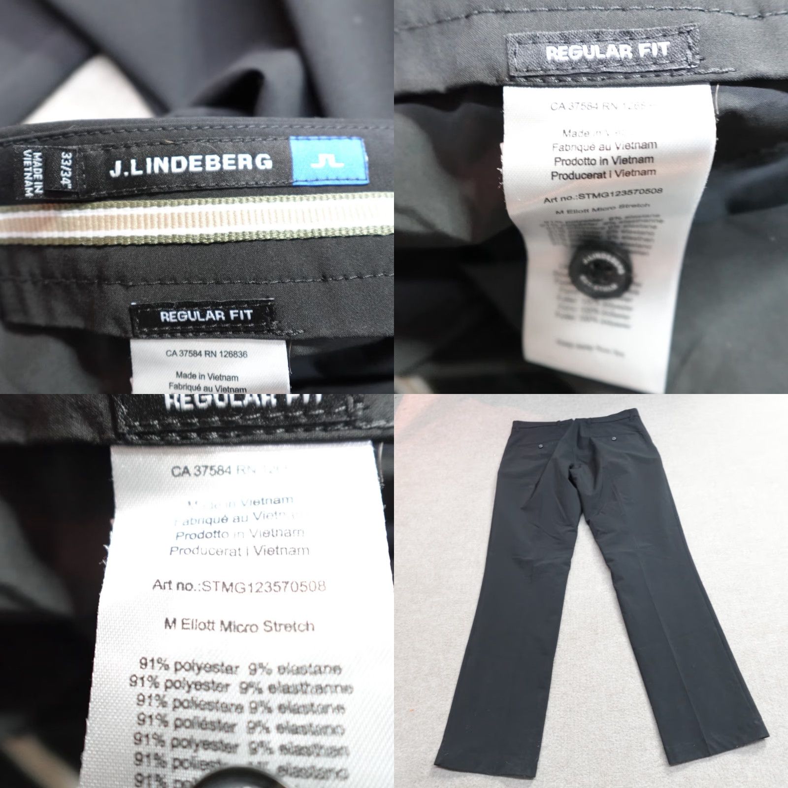 J.Lindeberg VINTAGE J.Lindeberg Pants 33 x 34 Black Men's Regular Flat Front Polyester Blend Chino Straight Inseam 34 USA 90s Mens Size US 33 - 9 Thumbnail