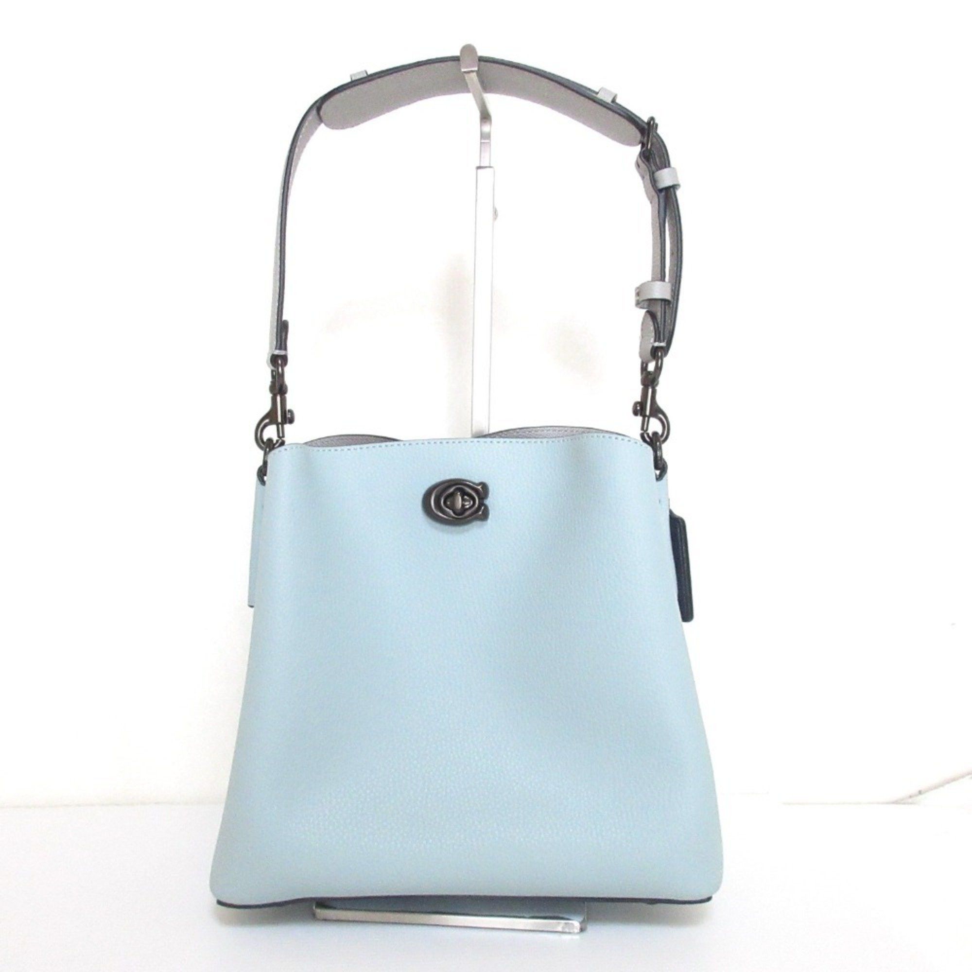 Coach Willow Bucket Bag Color Block Turnlock 2Way Shoulder Handbag C3766 Blue Women's