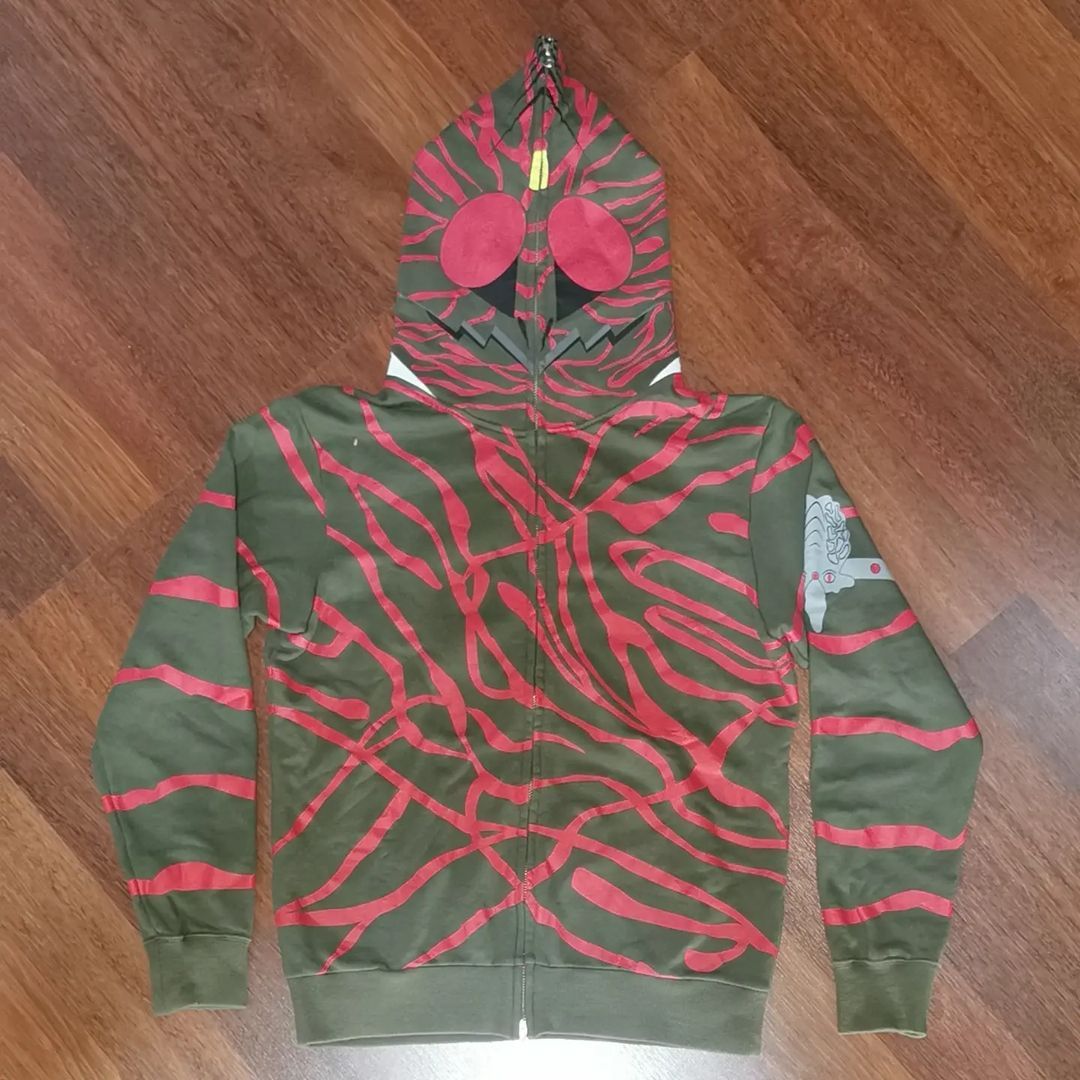 image of Beams Plus Kamen Rider Amazon Full Zip Hoodie Beams Mangart in Green, Men's (Size Large)