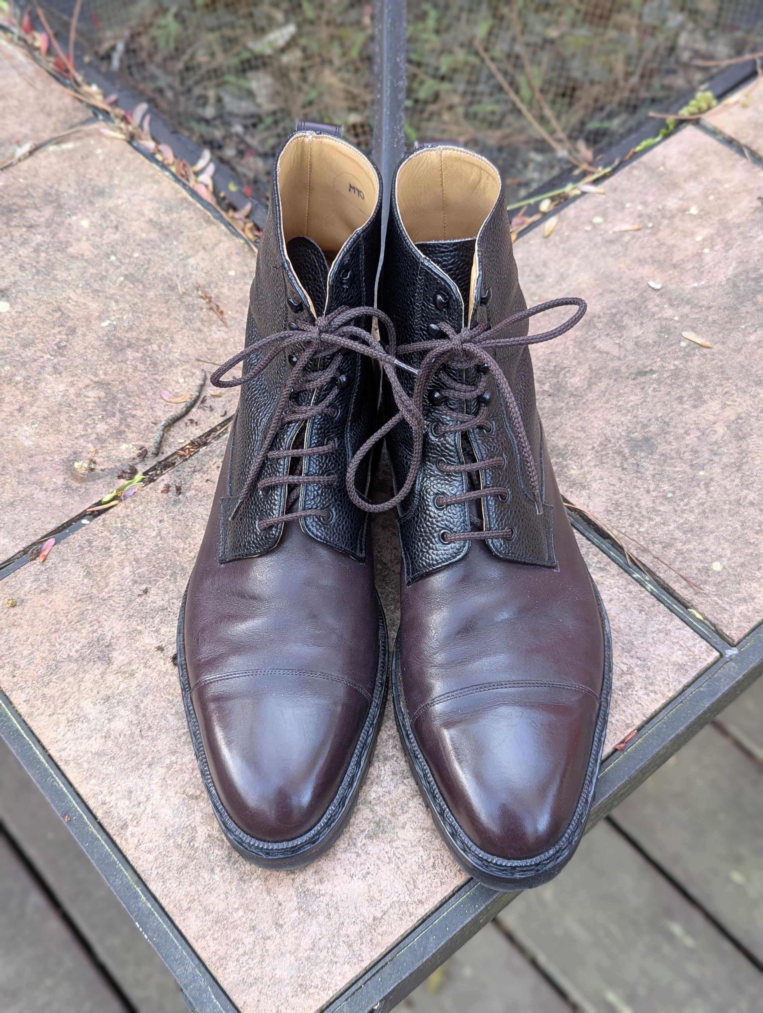 Vass Valway Urban Commando Boots in Plum and Black Pebble Calf Size US 11.5 / EU 44-45 - 2 Thumbnail