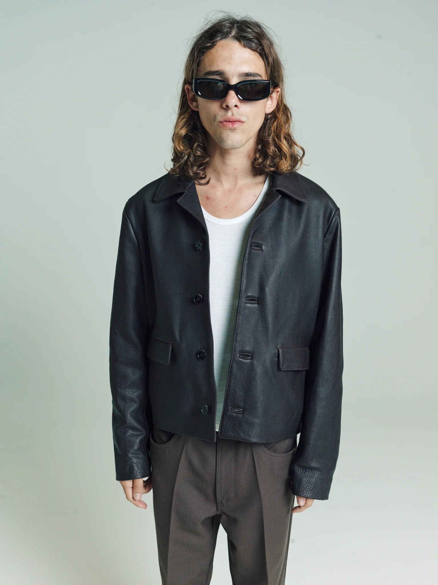 SECOND/LAYER – Mad Dog Leather Jacket Black Calf – Tenue de