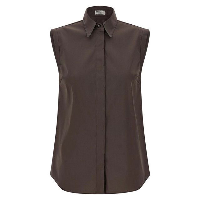 BRUNELLO CUCINELLI Brown Cotton Shirt New & Authentic (Women