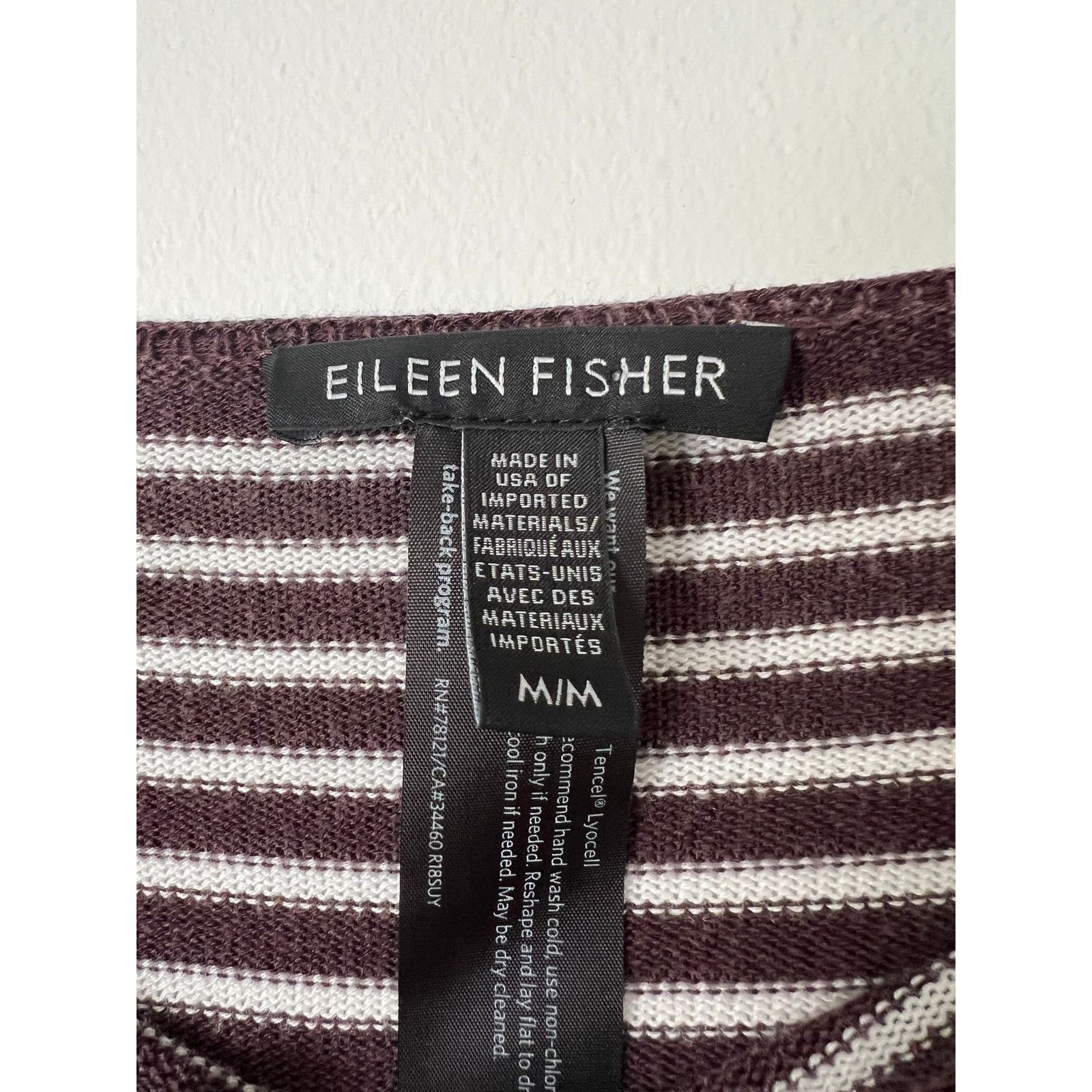 Eileen Fisher Eileen Fisher Bateau-Neck Brown White Stripe Sweater Sz M Size M / US 6-8 / IT 42-44 - 6 Thumbnail