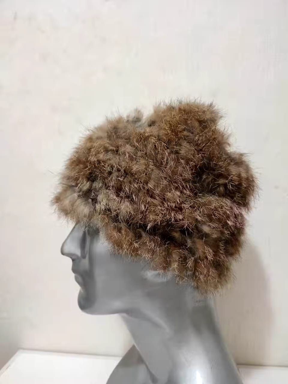 image of Avant Garde x Winter Session Trysil Fur Winter Cap Beanie Hats in Beige Fur, Men's