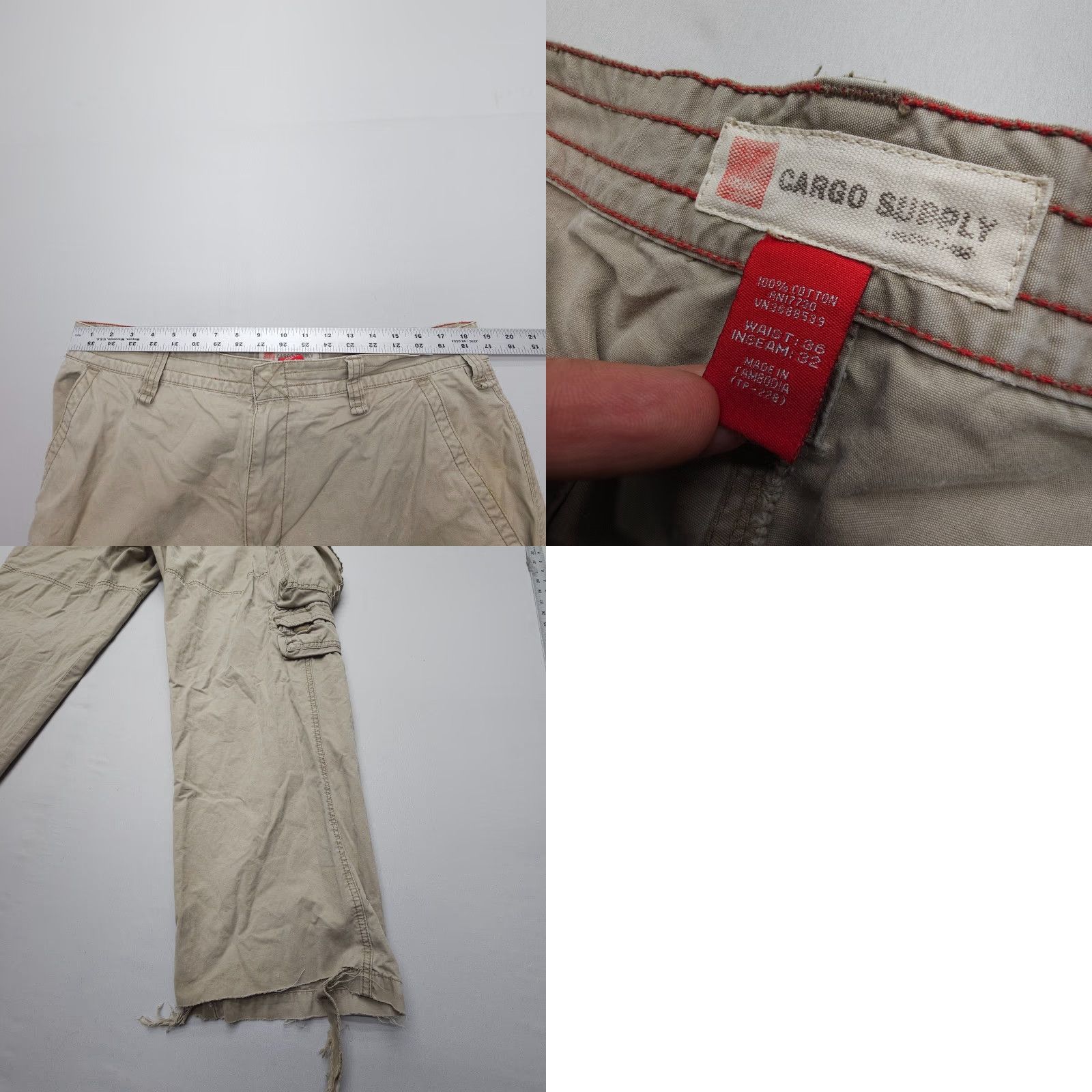 Abercrombie & Fitch VINTAGE Abercrombie & Fitch Cargo Pants Mens 36x32 Beige Canvas 5-Pocket Cargo 90s Army Outdoor Casual Workwear Mens Size US 36 / EU 52 - 9 Thumbnail