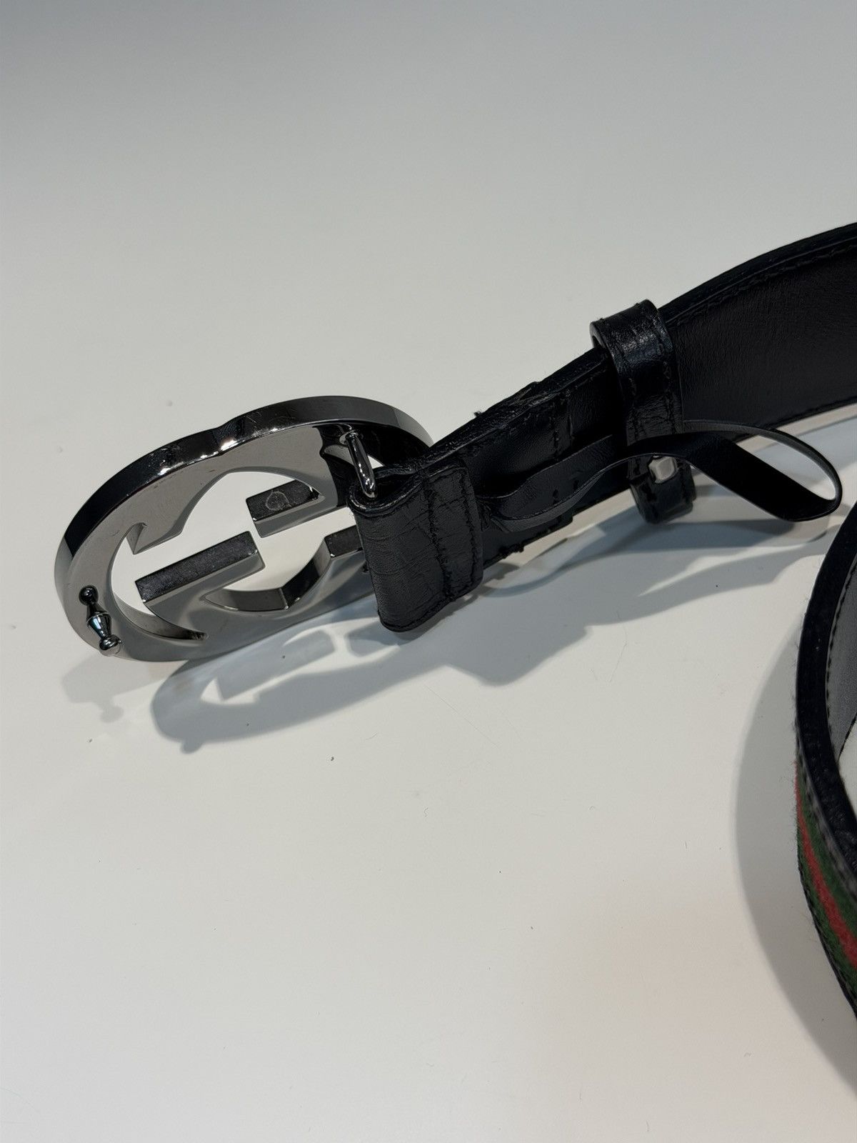 Gucci GUCCI Tom Ford FW 2004 GG Buckle Web Leather Belt Demna Logo Size ONE SIZE - 10 Thumbnail