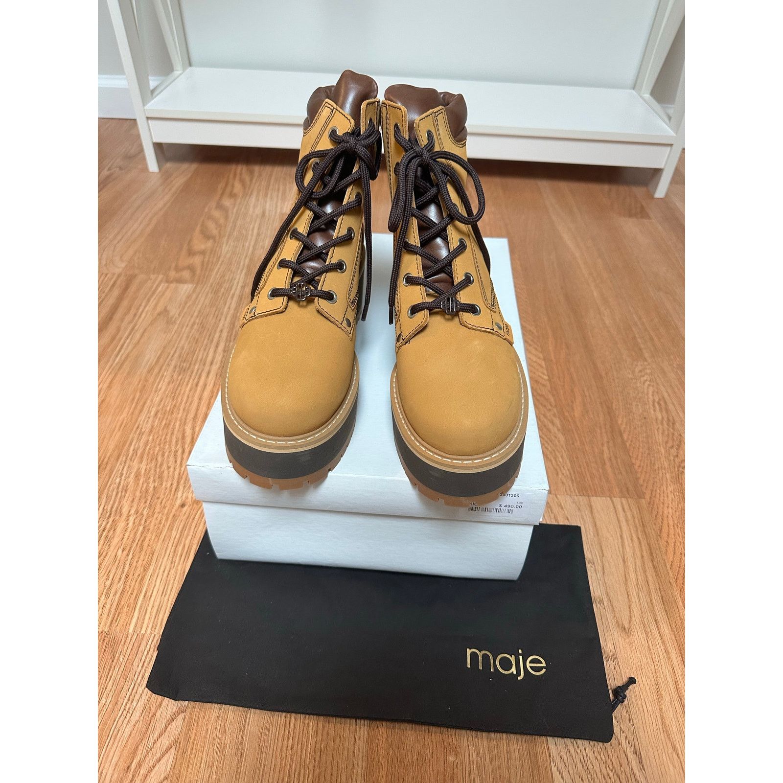 Maje NEW Maje Brown Nubuck Combat Boots Brown size 40 Size US 9.5 / IT 39.5 - 5 Thumbnail