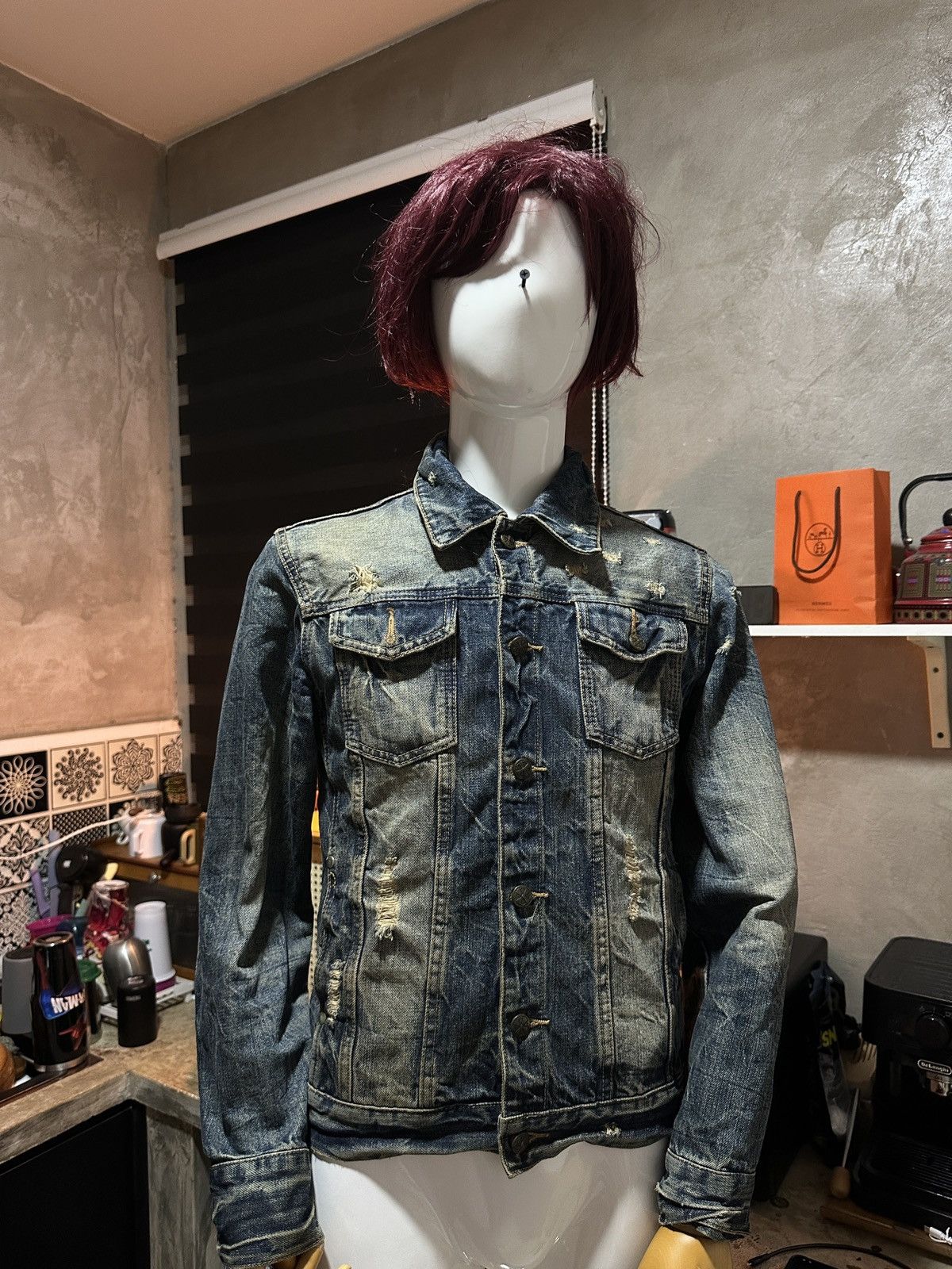 KMRii Midas Punk Destroy Button Zipper Denim Jacket Size US S / EU 44-46 / 1 - 5 Thumbnail