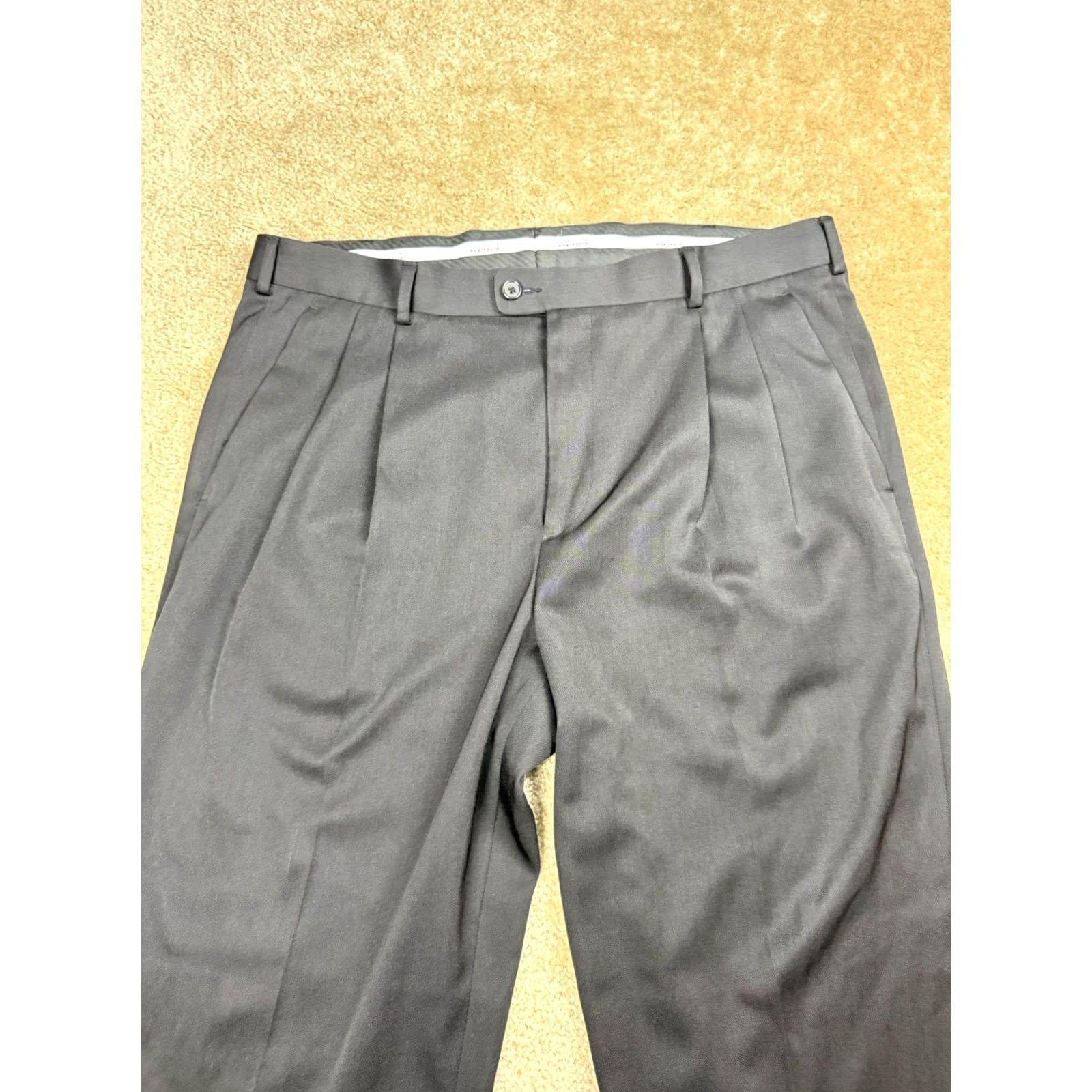 Perry Ellis Perry Ellis-Portfolio Men’s Dress Pants Classic Fit Black Pleated 36 x 29 Size US 38 / EU 54 - 2 Thumbnail