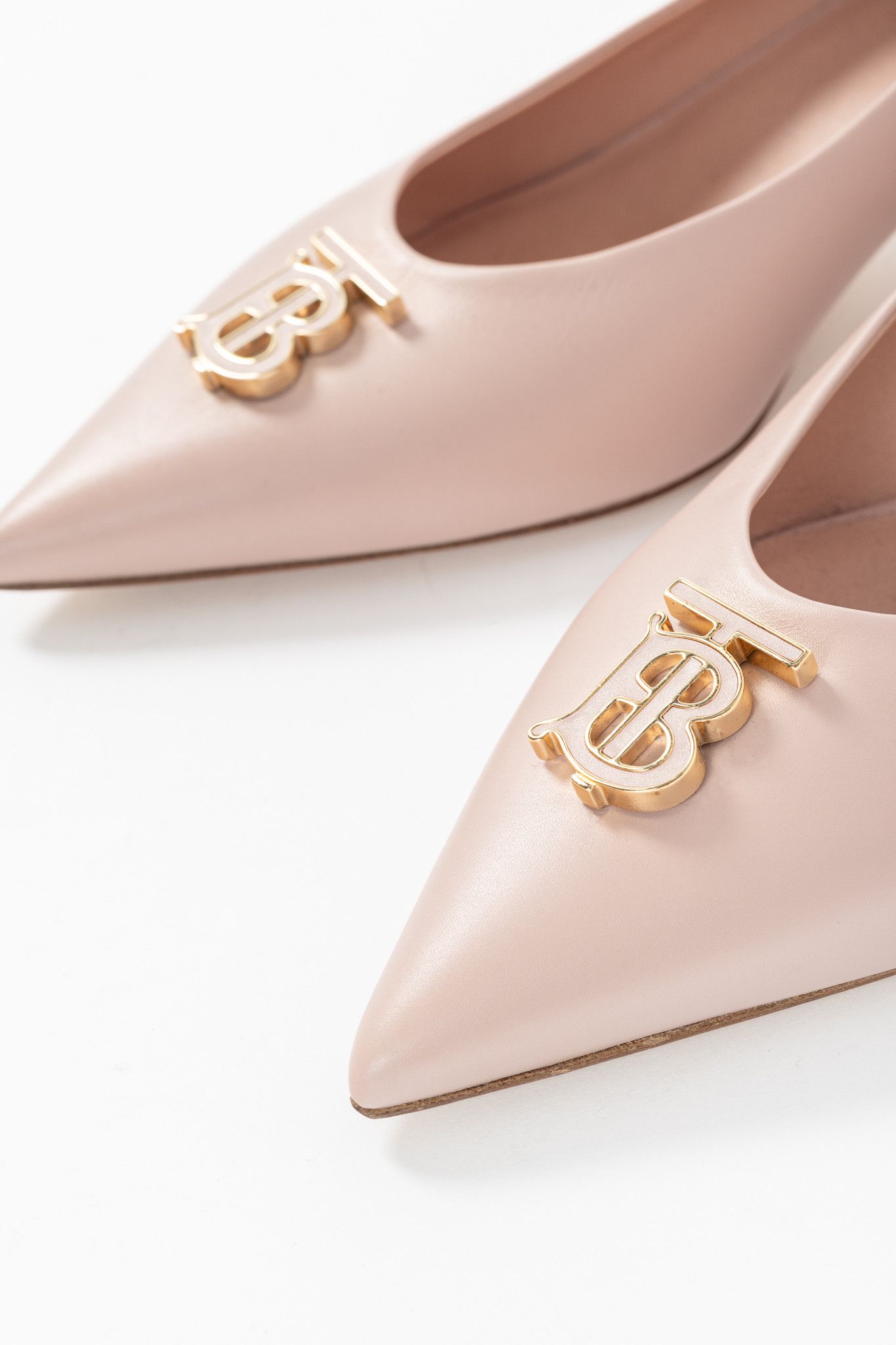 Burberry Burberry Ezra 40 Pink Leather TB-Monogram Pointed-Toe Pumps Size US 5.5 / IT 35.5 - 7 Thumbnail