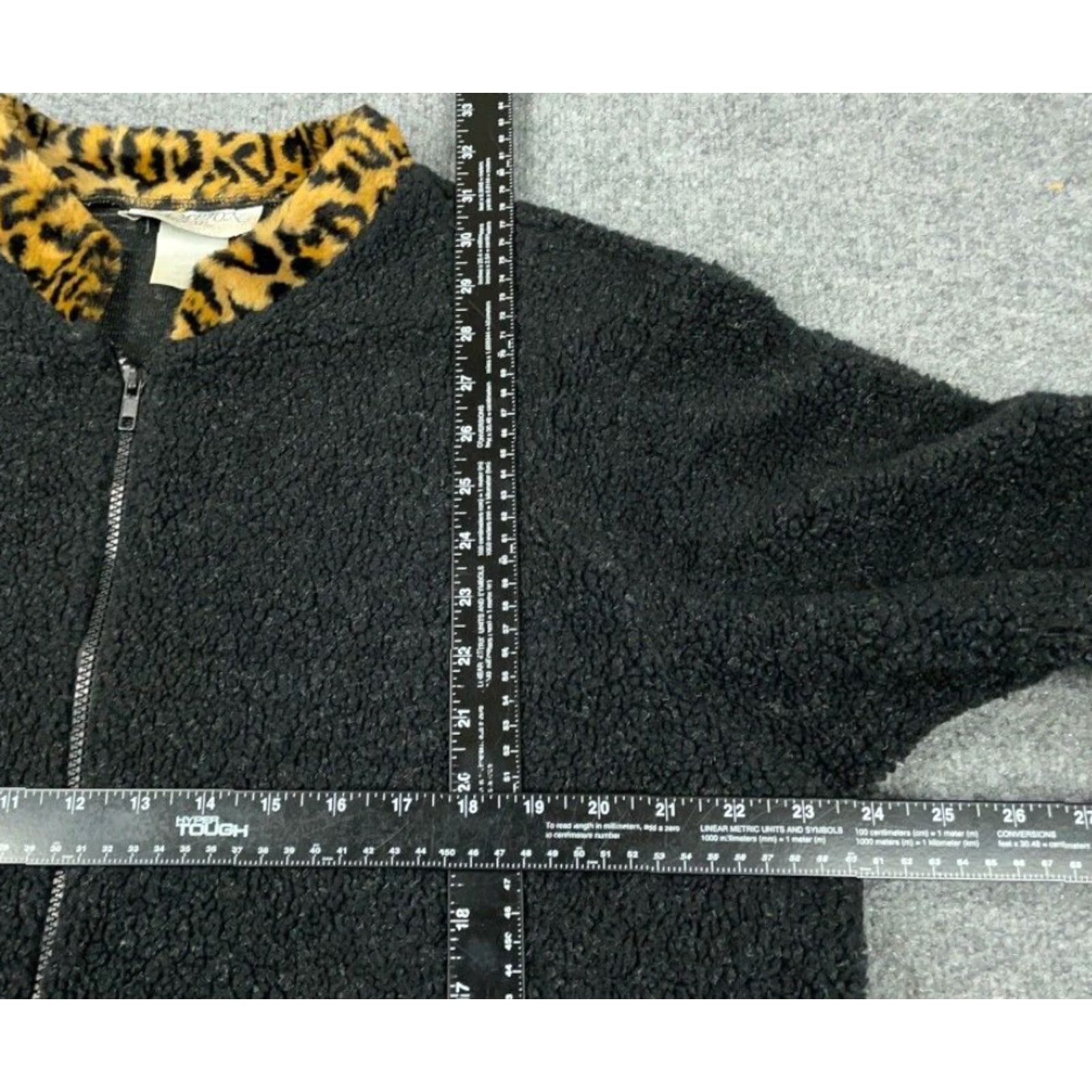 Etro VINTAGE 90s Leopard Trim Fleece Jacket Women's Medium Black 1/2 Zip USA Made Boho Hipster Retro - Hampton House Tag Size M / US 6-8 / IT 42-44 - 5 Thumbnail