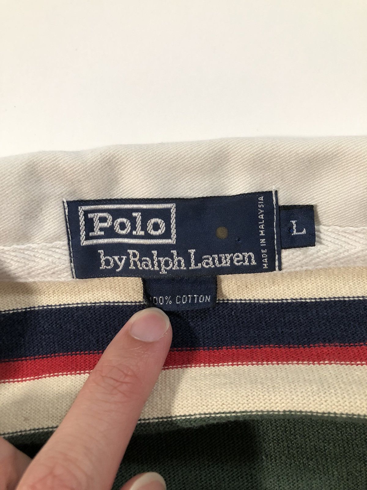 Polo Ralph Lauren × Ralph Lauren × Vintage Vintage Striped Polo Long Sleeve Size US L / EU 52-54 / 3 - 3 Thumbnail