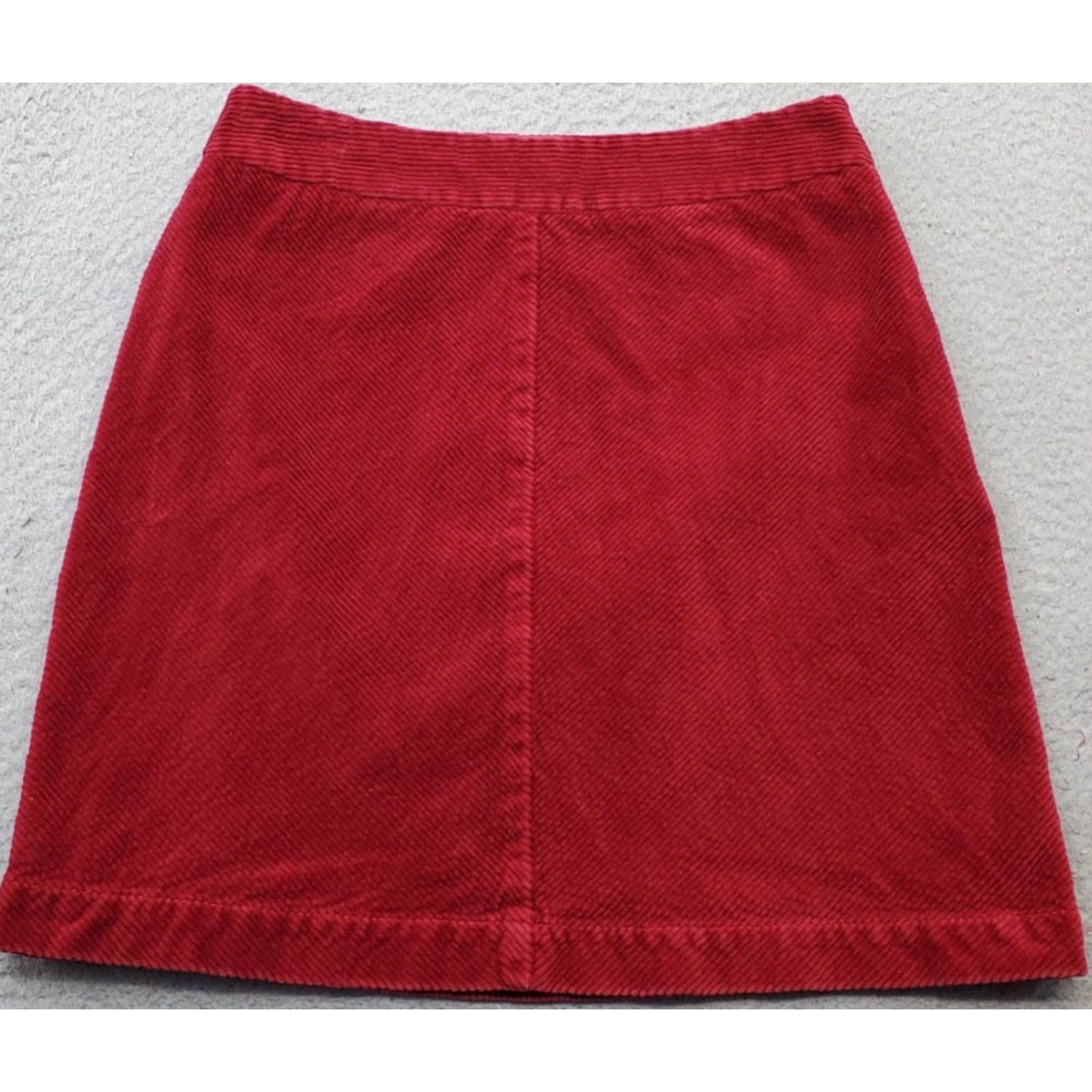Loft LOFT Womens 2 Red Corduroy A-Line Mini Skirt, Zipper, Pleated, Lined, Stretch, Casual Size 26" / US 2 / IT 38 - 2 Thumbnail