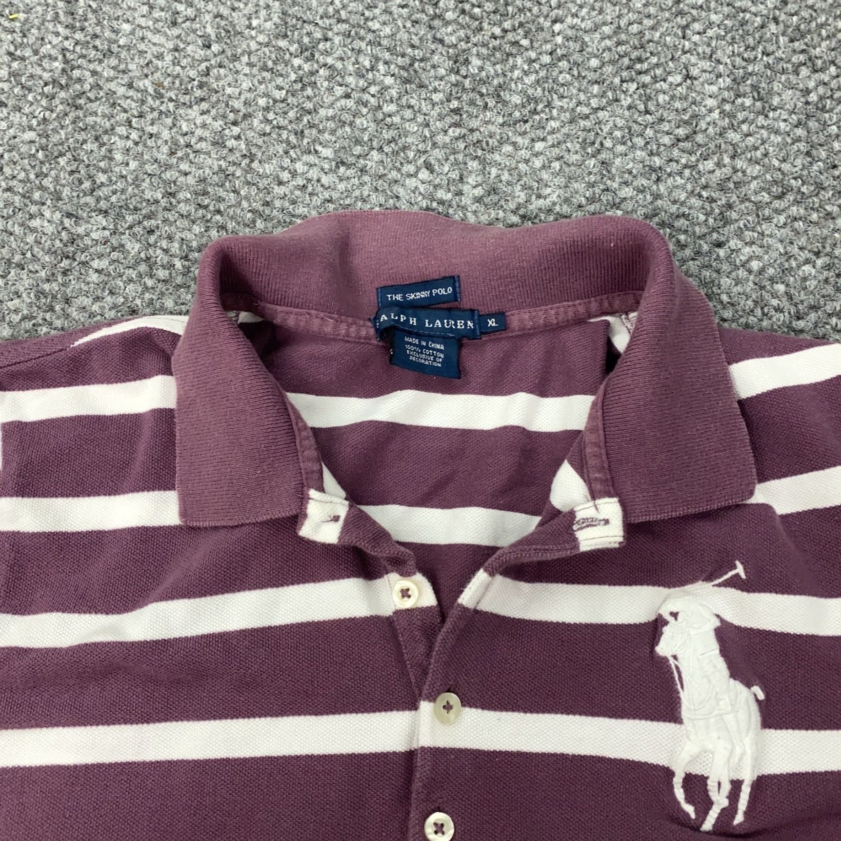 Ralph Lauren VINTAGE Ralph Lauren Polo Shirt Womens XL Striped Big Pony Casual Golf Preppy Cotton Purple Size XL / US 12-14 / IT 48-50 - 3 Thumbnail