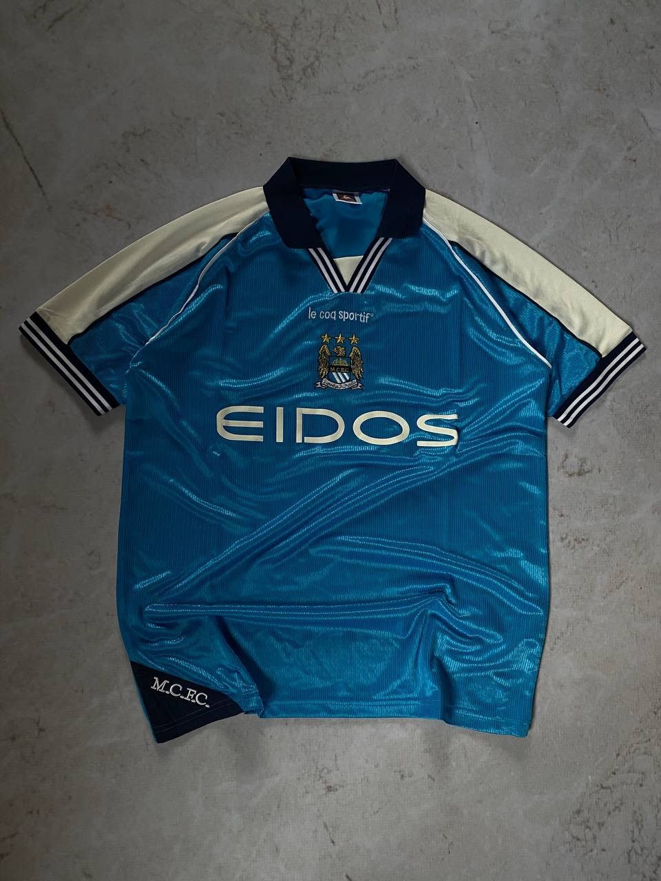 Le Coq Sportif × Vintage Vintage Le Coq Sportif Manchester City 1999-2001 Home Jersey Size US L / EU 52-54 / 3 - 2 Thumbnail