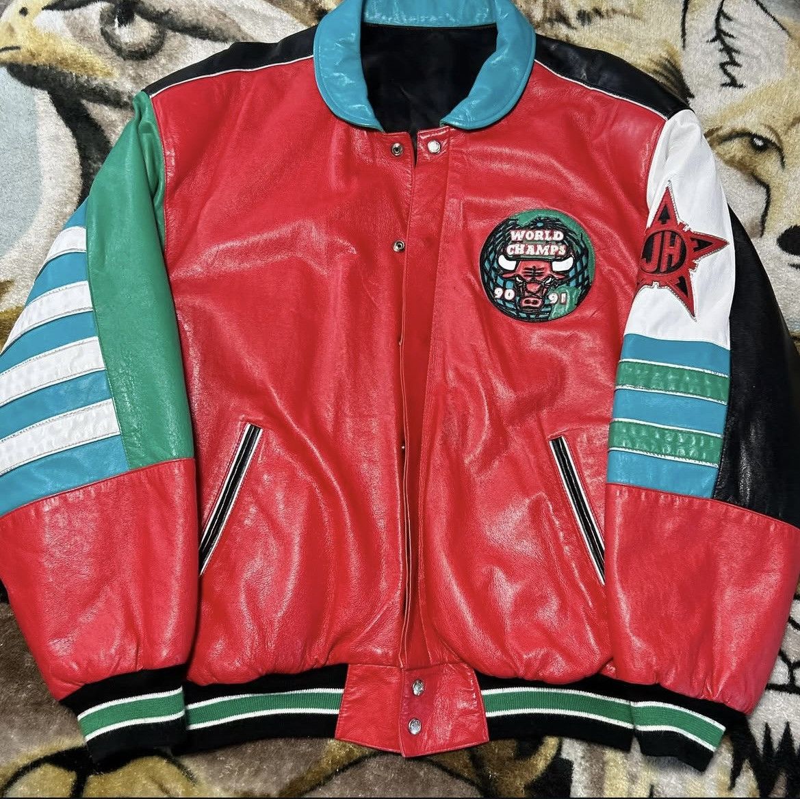 Jeff Hamilton RARE Jeff Hamilton Bulls 1991 Championship leather jacket Size US XL / EU 56 / 4 - 1 Thumbnail
