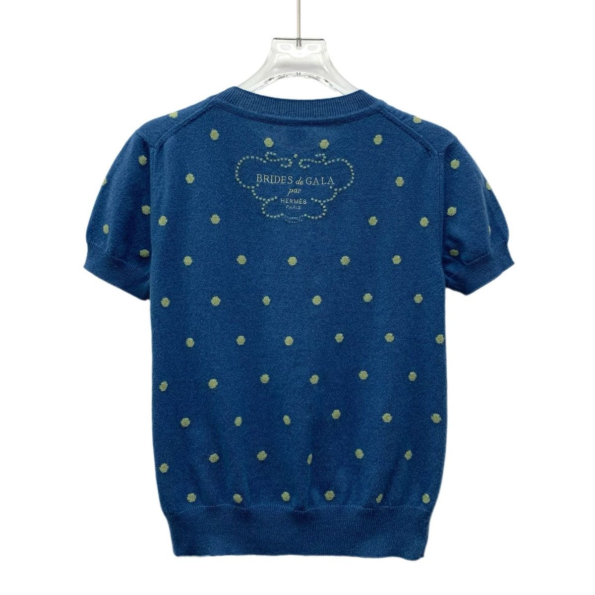Hermes Hermes Blue Pattern Polka Dot Embroidered Cashmere Knit Size XS / US 0-2 / IT 36-38 - 2 Thumbnail