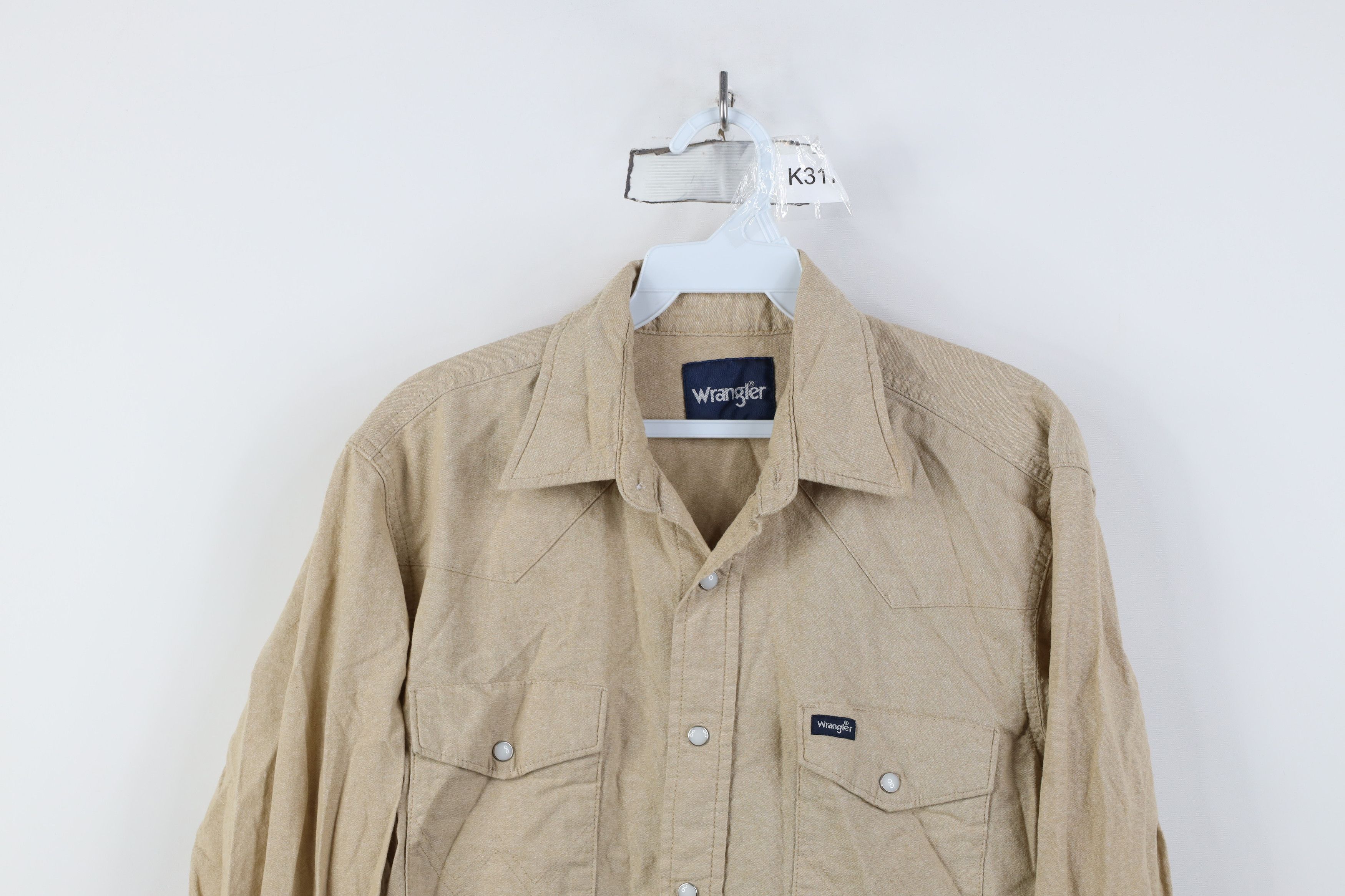 Wrangler Vintage 90s Wrangler Cowboy Snap Button Collared Shirt Beige Size US M / EU 48-50 / 2 - 2 Thumbnail