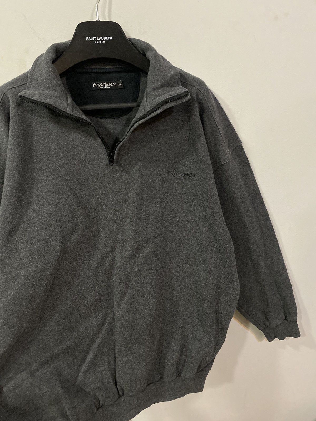 Yves Saint Laurent 90’s YSL Sweatshirt 1/4 Zip Grey YSL Sweater Size US XL / EU 56 / 4 - 9 Thumbnail
