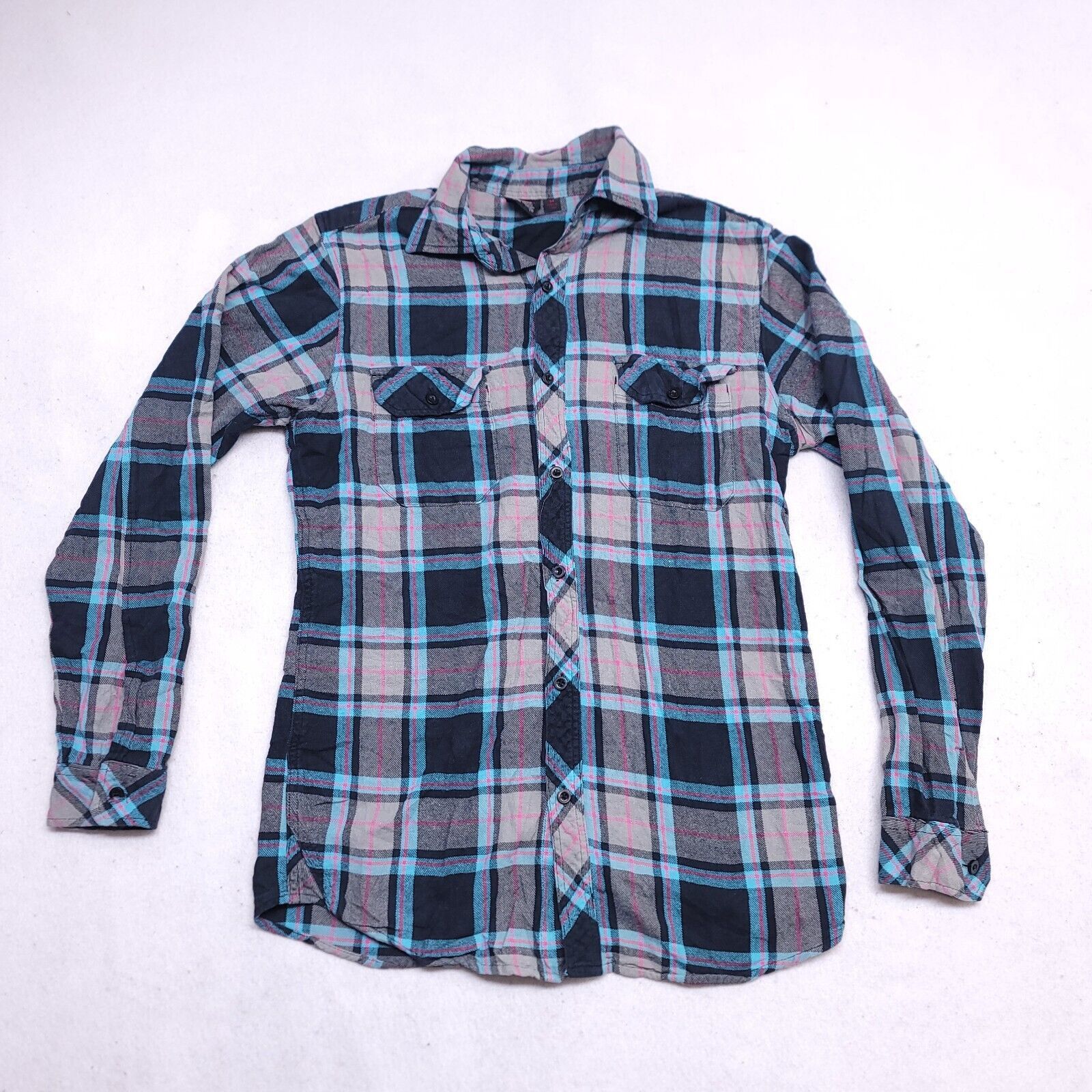 Burnside Burnside Tartan Flannel Button Up Shirt Mens Size M Blue Size US M / EU 48-50 / 2 - 2 Thumbnail