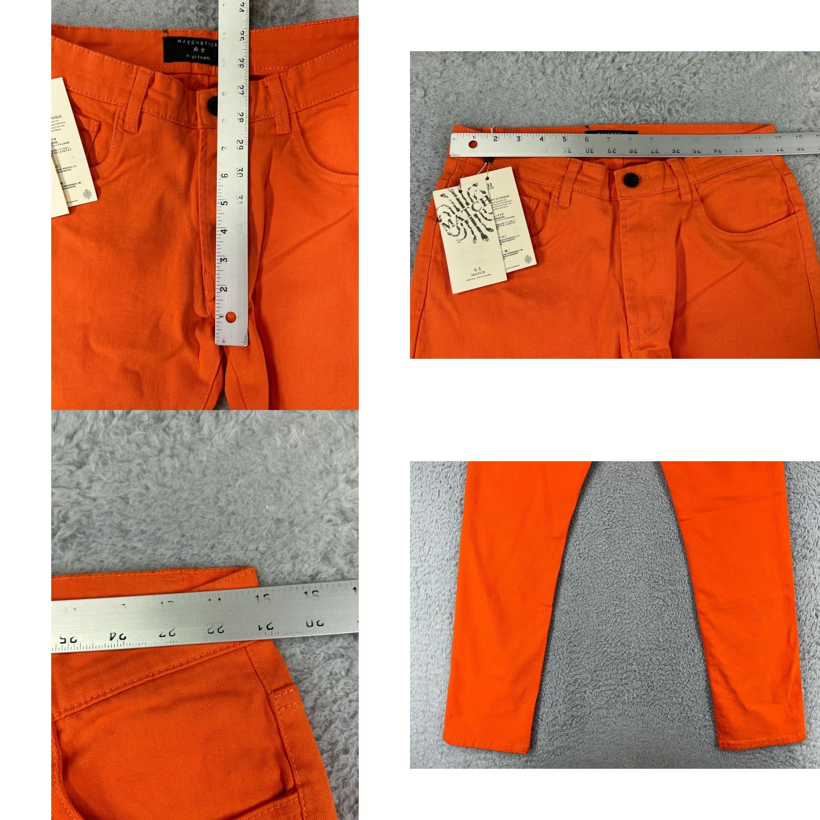 Vintage Matchstick Womens Jeans 30 Orange Straight Denim 5-Pocket Regular Rise Mid Cotton Blend Stretch Size 30" / US 8 / IT 44 - 9 Thumbnail