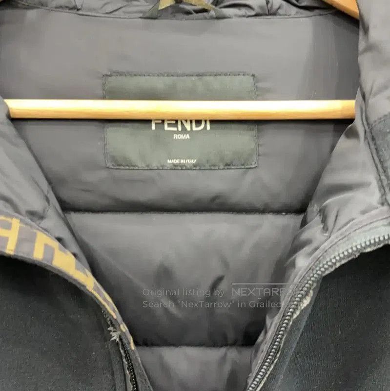 Fendi Fendi Black Cotton Logo Hooded Down Jacket . Size US XL / EU 56 / 4 - 4 Thumbnail