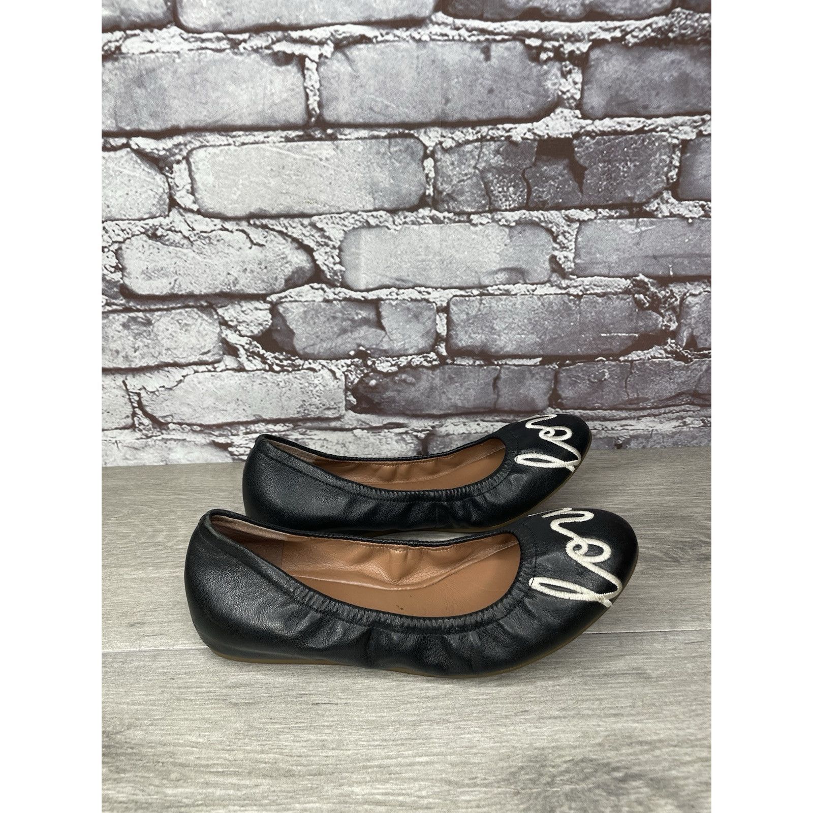 Other Ellen Degeneres ED Love Black Leather Ballerina Flats Shoes Size US 6 / IT 36 - 17 Thumbnail