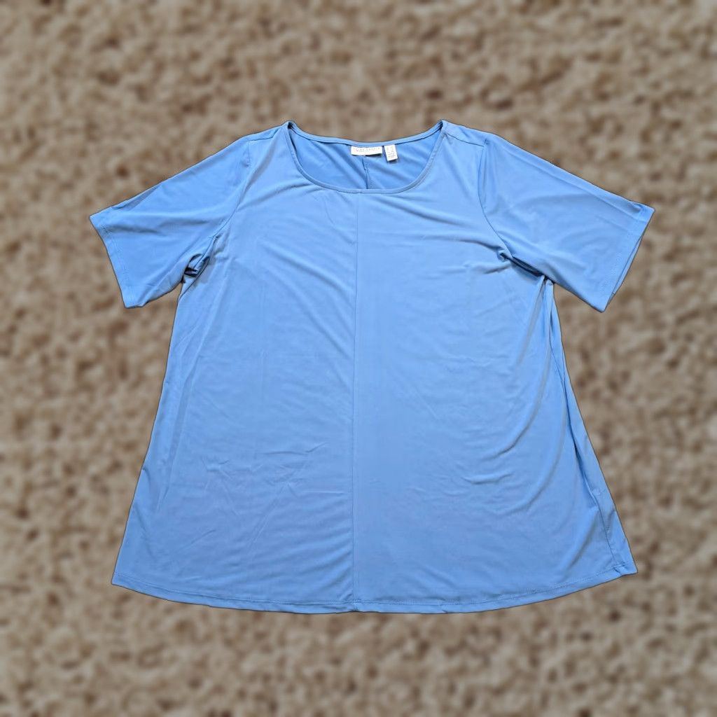 Vintage Susan Graver Top Women 1X Blue Round Neck Stretch No Iron Basic Minimal Casual Shirt Womens 1X Blue Round Neck Stretch Classic Casual Modern Size XL / US 12-14 / IT 48-50 - 1 Thumbnail