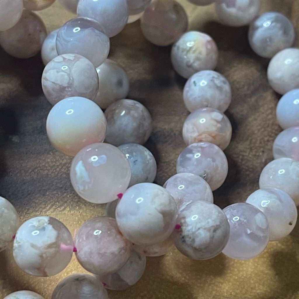 Other Flower Agate pink beaded stretch bracelet beads 7” 10mm new Size ONE SIZE - 6 Thumbnail