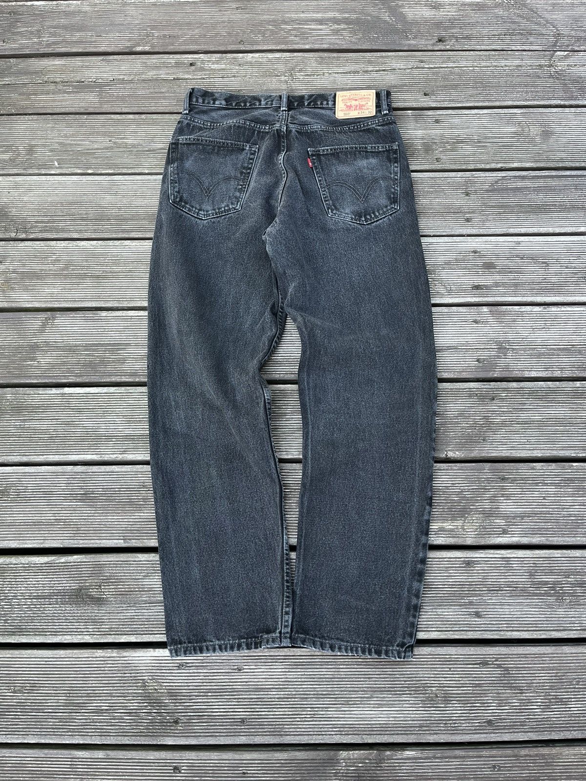 Vintage popular 90’s Levi’s 550 Faded Black Denim Jeans Pants Size 34x32