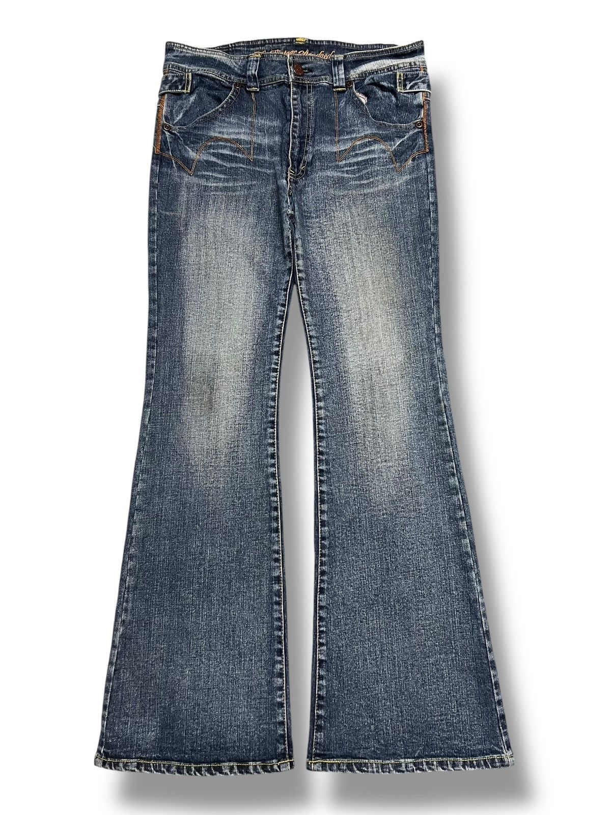 Japanese Brand Vintage Flared Original Jeans Japan - Faded Wash Style Jeans Size US 33 - 2 Thumbnail
