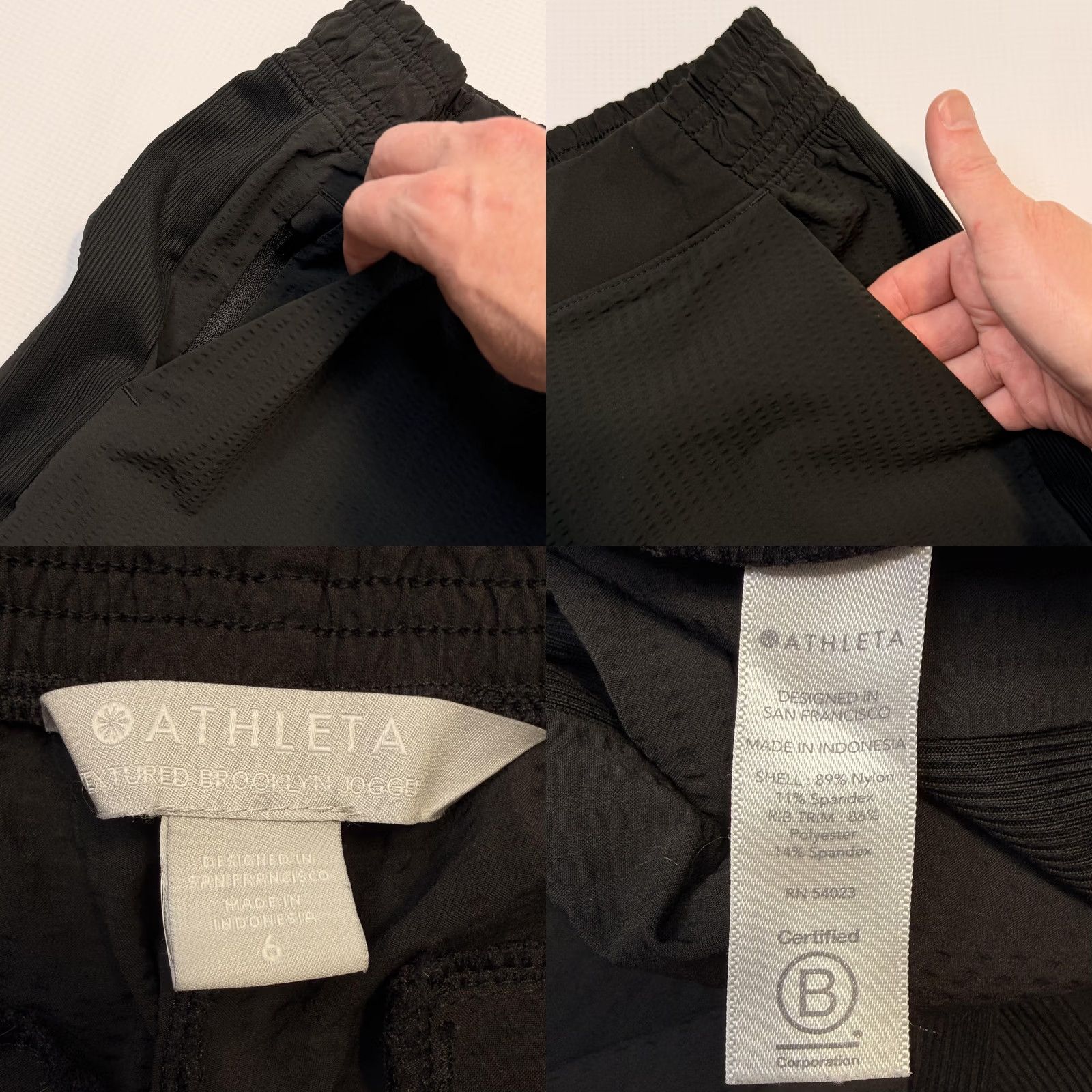 Athleta Athleta Textured Brooklyn Jogger Pants Womens 6 Black Elastic Waist Pockets Jogger Tapered Zip Pocket Casual Activewear Size 28" / US 6 / IT 42 - 8 Thumbnail