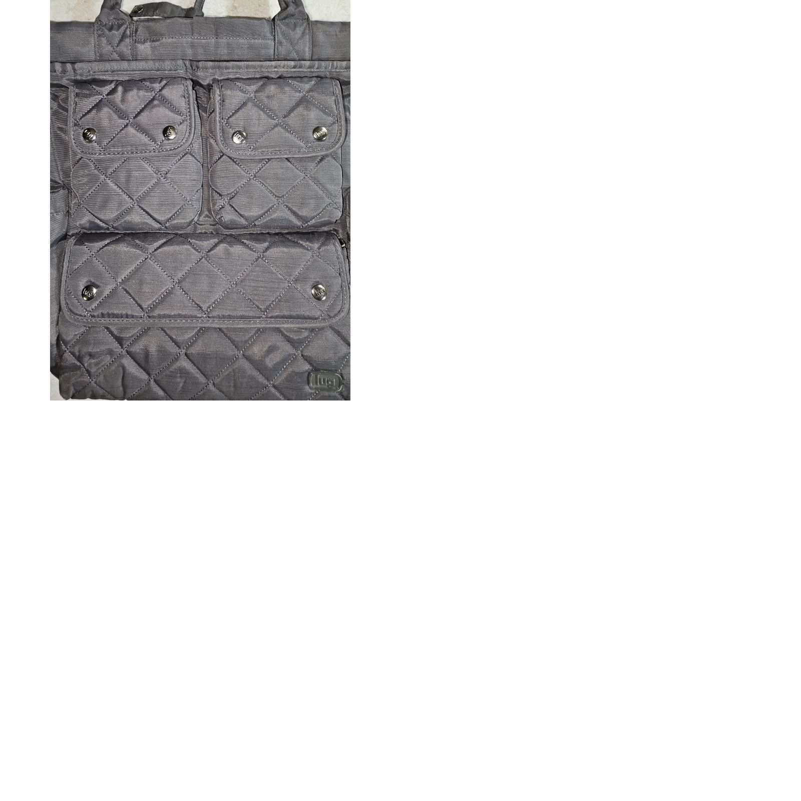 Vintage Lug Charleston Travel Tote Gray Zip Pocket Large Nylon Quilted Bag Women's Size ONE SIZE - 9 Thumbnail