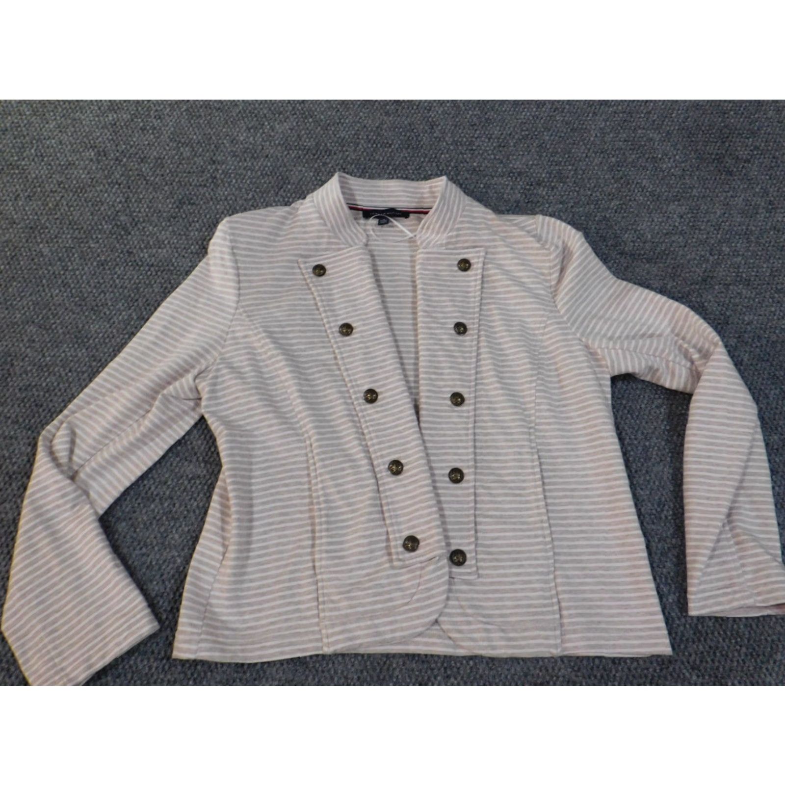 Tommy Hilfiger Tommy Hilfiger Jacket Women XL Pink Striped Knit Open Stretch Casual Business Regular Fit Size XL / US 12-14 / IT 48-50 - 3 Thumbnail