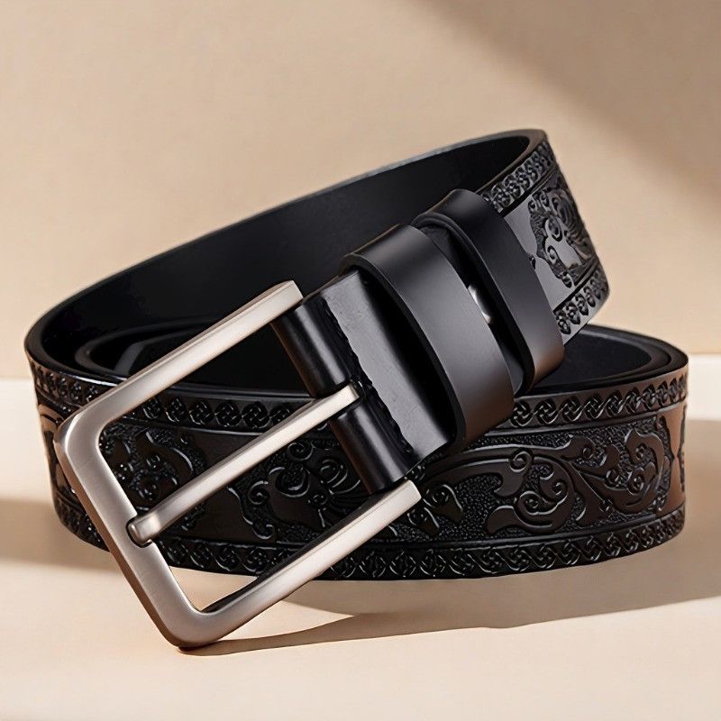 Vintage Genuine Leather Men's Belt with Alloy Buckle Size ONE SIZE - 3 Thumbnail