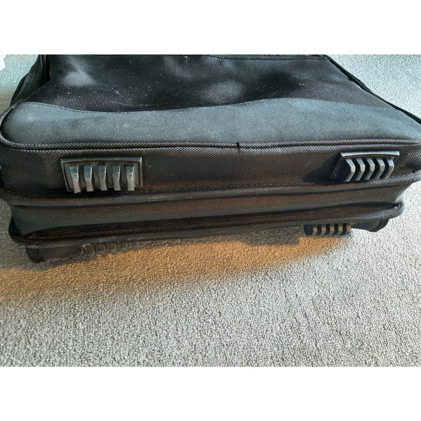 Vintage VINTAGE PORT Briefcase Messenger Laptop Shoulder bag Black Canvas 16x12x6 Mens Bag Computer Front Zip Business Size ONE SIZE - 6 Thumbnail