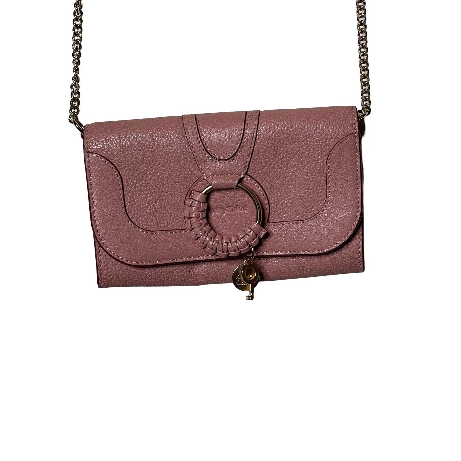 See by Chloe See by Chloé Hana leather chain long wallet in mate pink Size ONE SIZE - 1 Thumbnail