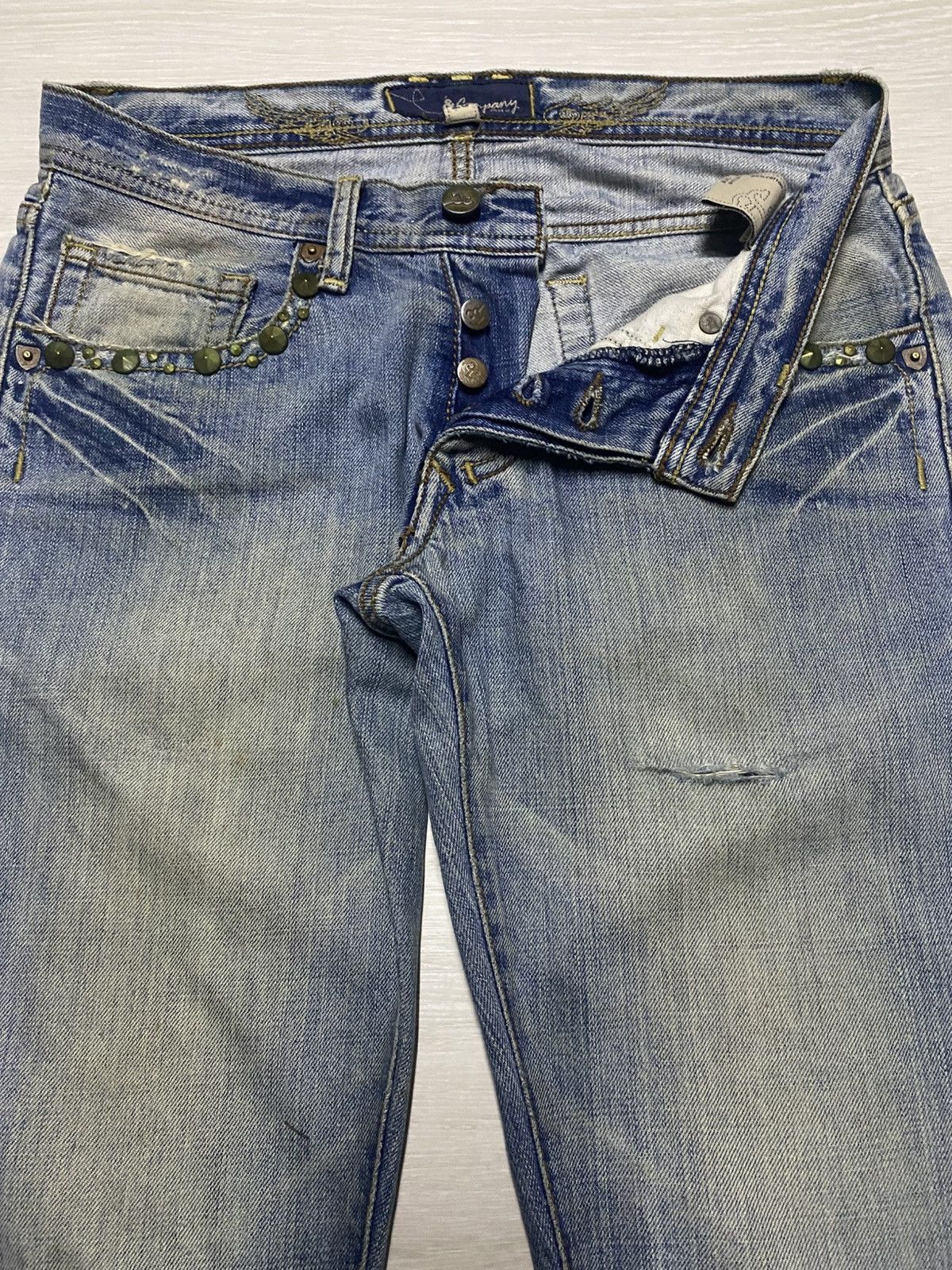 Tornado Mart Vintage Japanese Brand JC Studded Embroidered Cross Flare Size US 30 / EU 46 - 9 Thumbnail