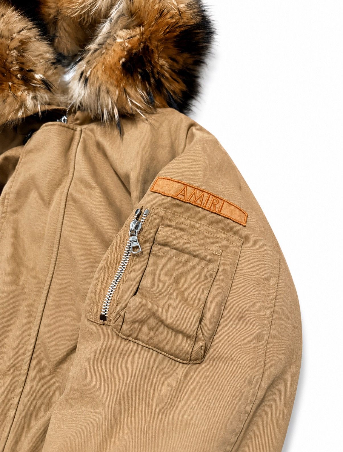 Amiri Amiri Khaki Hooded Fur Bomber Jacket Size L Size US L / EU 52-54 / 3 - 4 Thumbnail