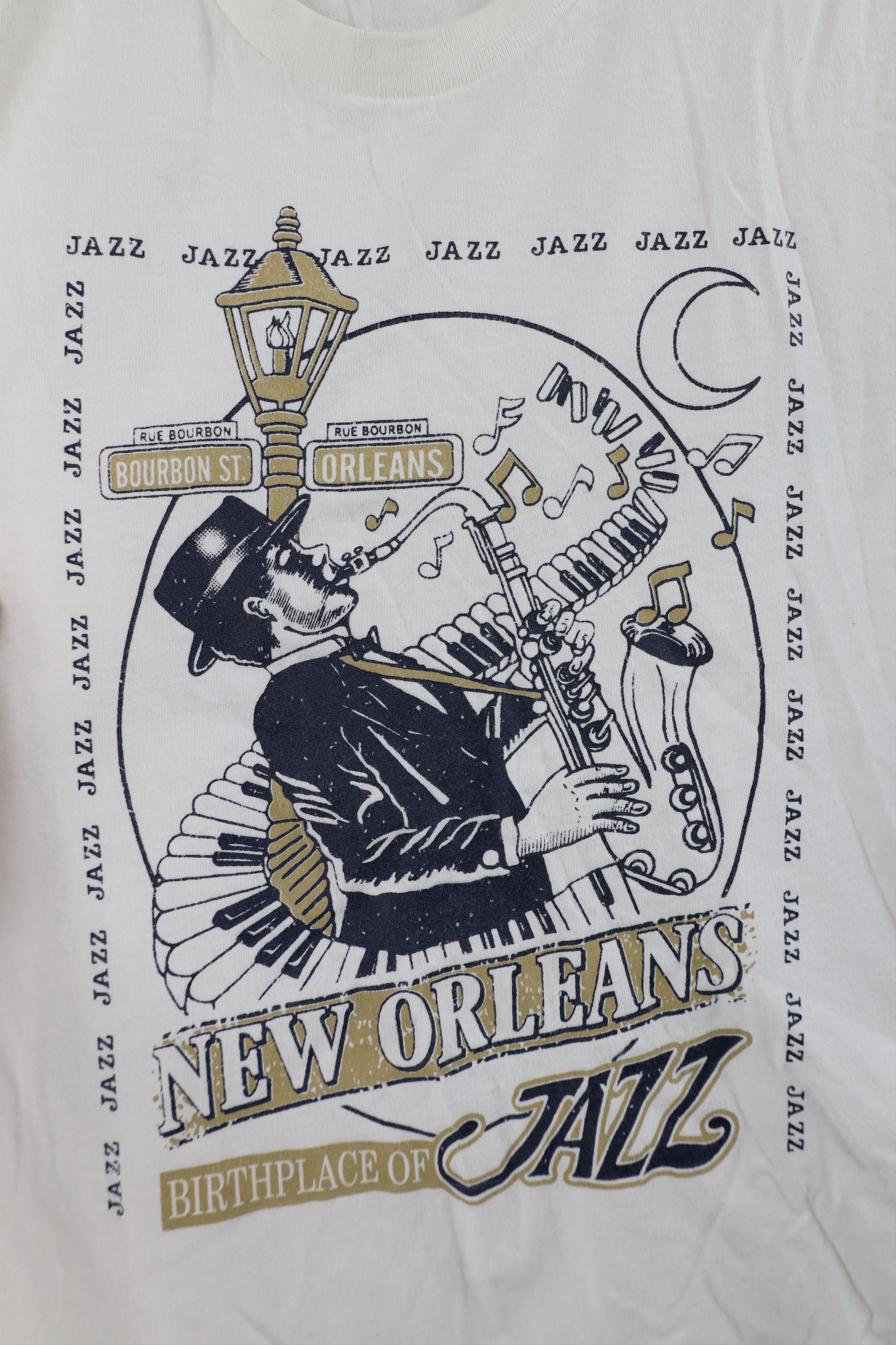 Vintage Vintage 90s Y2k Streetwear New Orleans Jazz Music T-Shirt Size US L / EU 52-54 / 3 - 4 Thumbnail