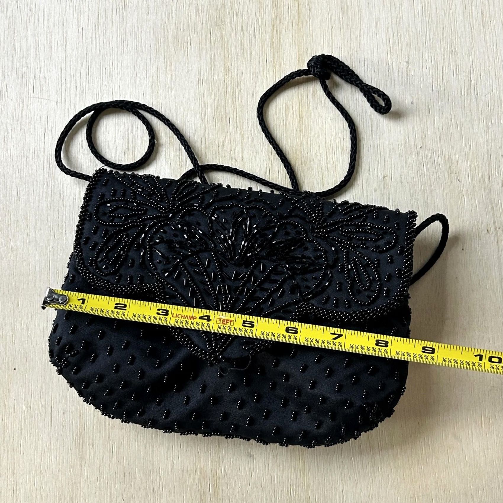 Vintage Jenny Buchanan Black Satin Beaded Crossbody Bag Womens Small Evening Purse Size ONE SIZE - 5 Thumbnail