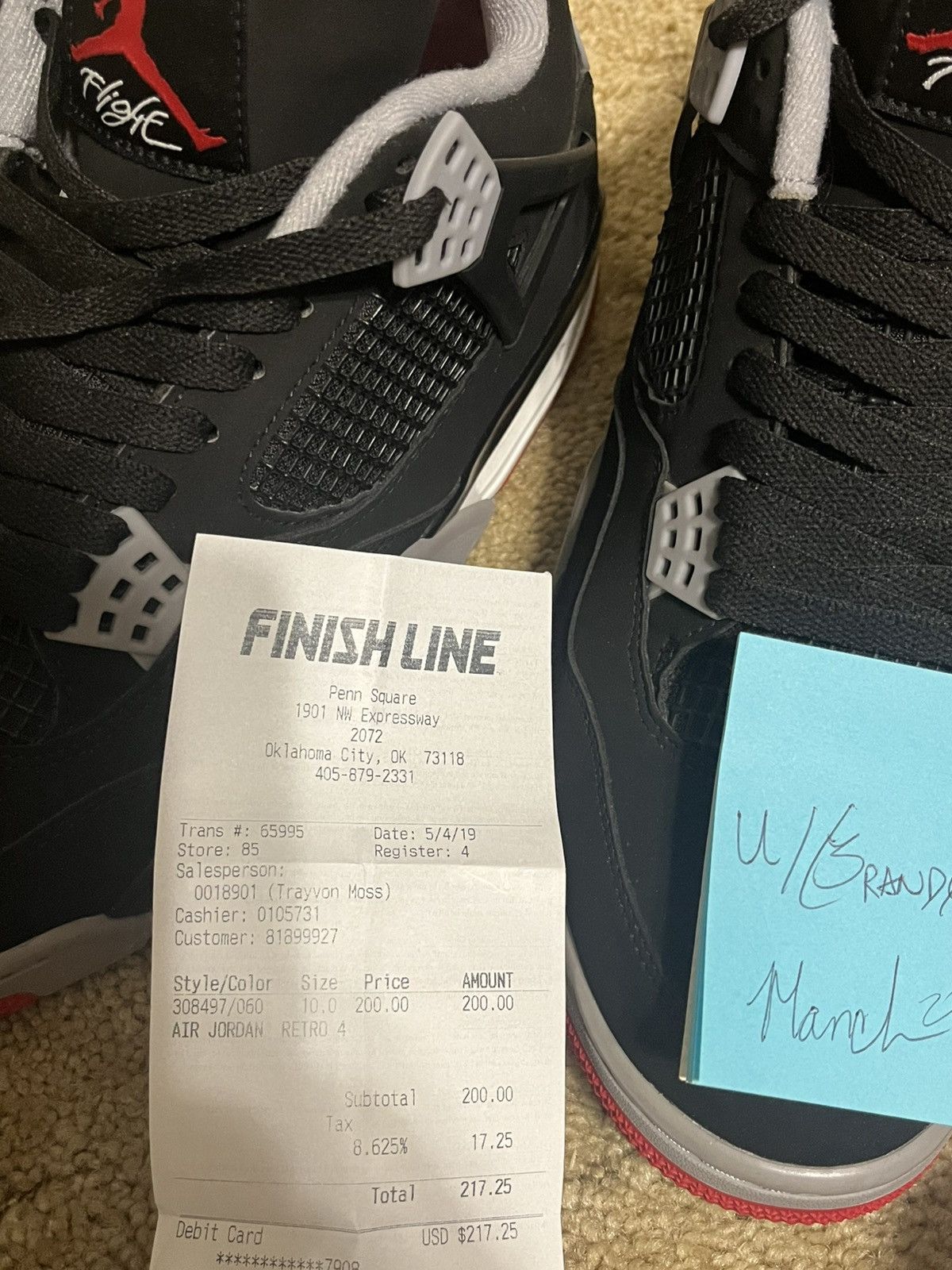 Jordan Brand 2019 AIR JORDAN 4 BLACK CEMENT BRED Size US 10 / EU 43 - 3 Thumbnail