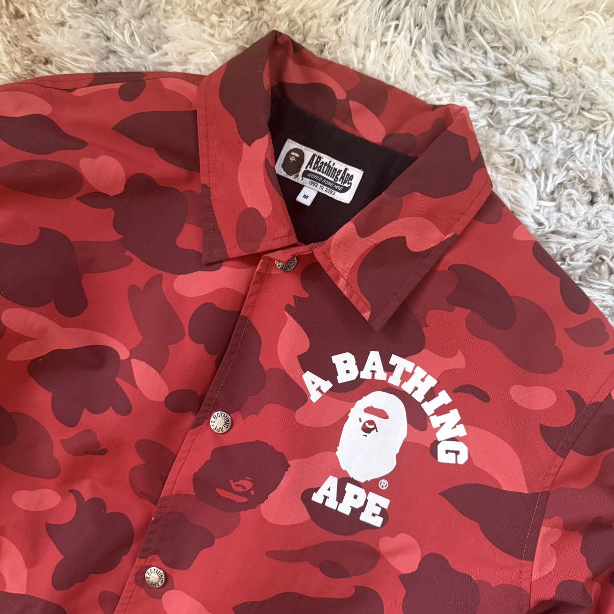 Bape Bape red camo college coach jacket Size US M / EU 48-50 / 2 - 6 Thumbnail